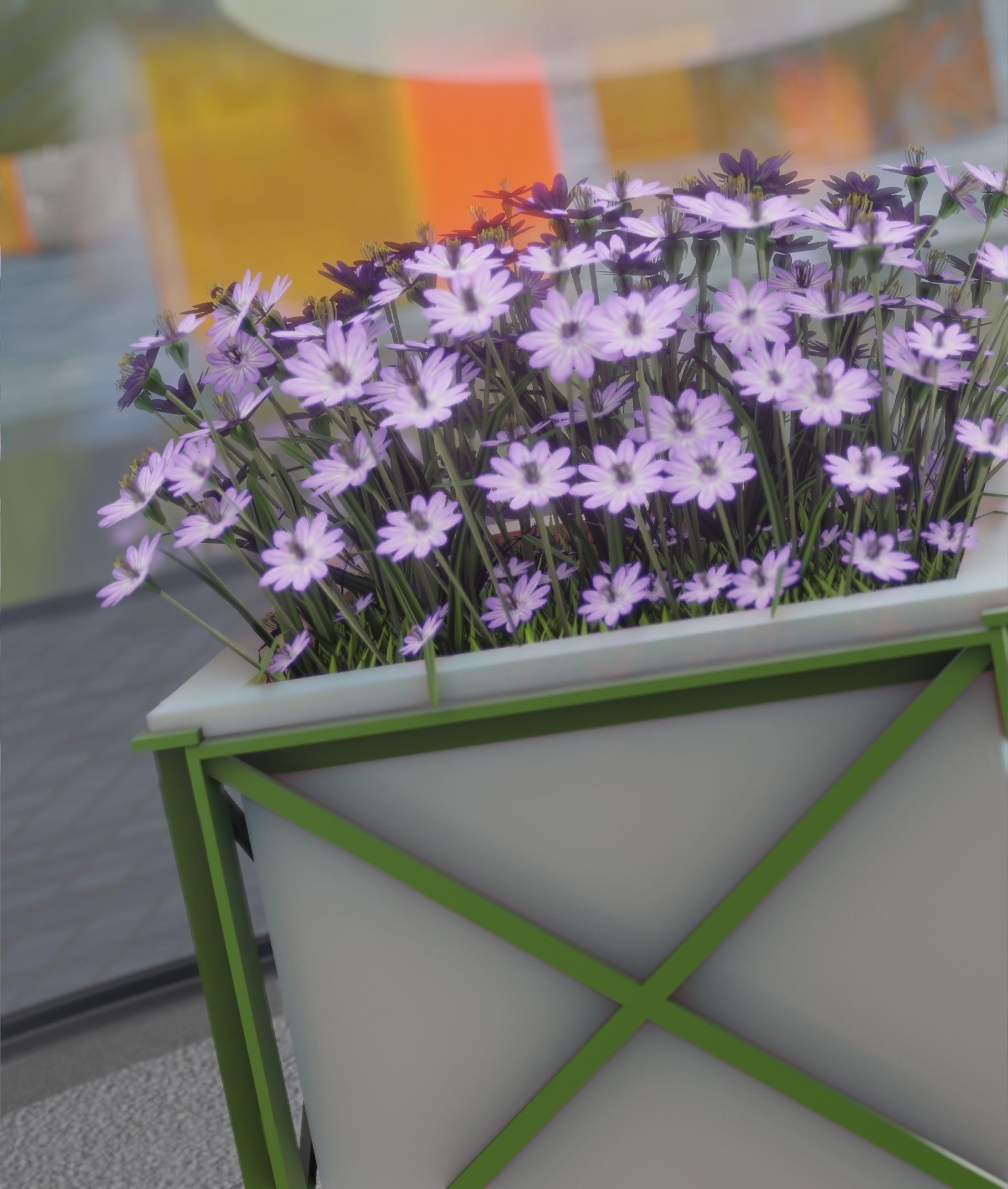 City Flower Pot with Violet Flowers - Object 4 Low-poly 3D model_30