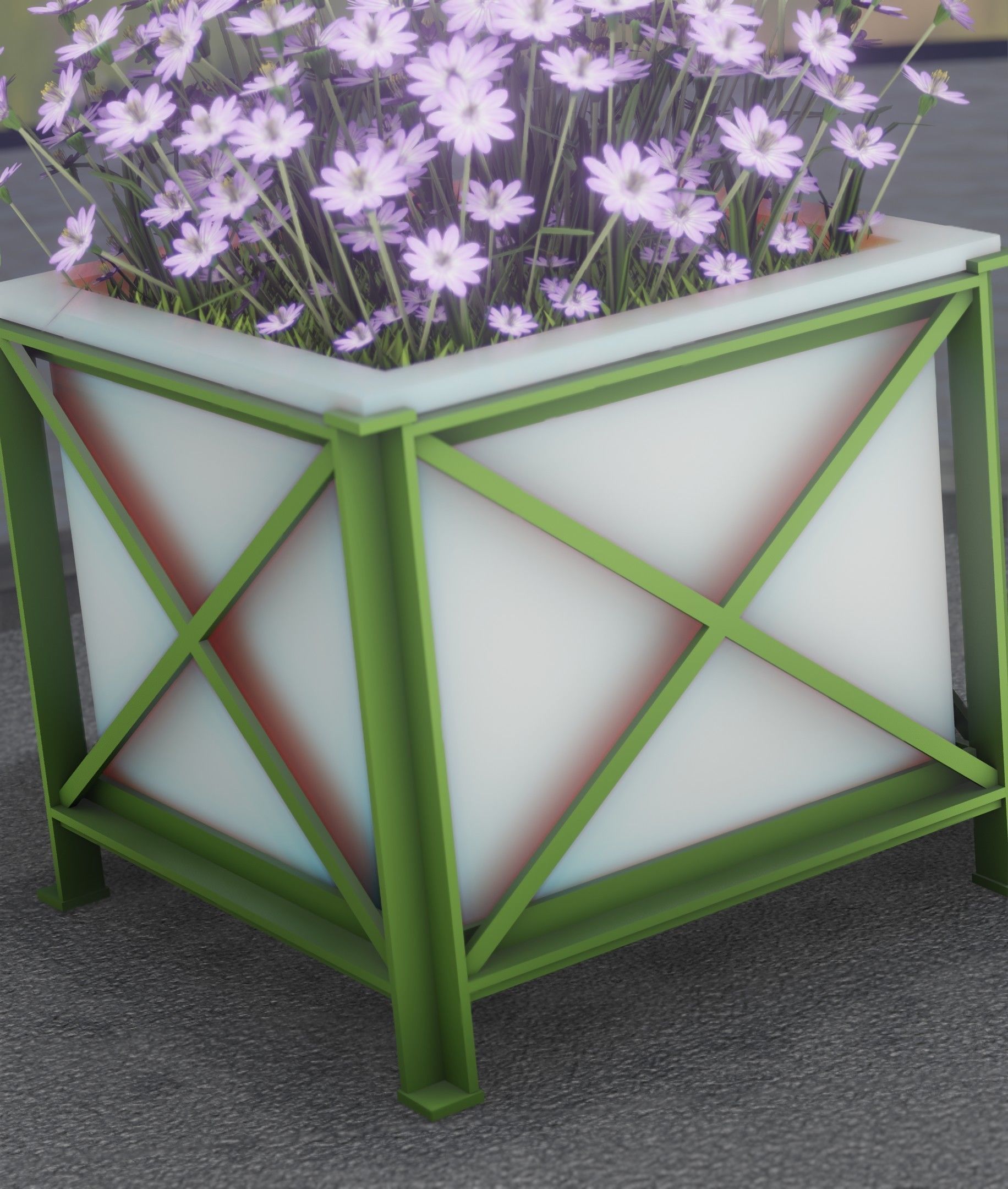 City Flower Pot with Violet Flowers - Object 4 Low-poly 3D model_17