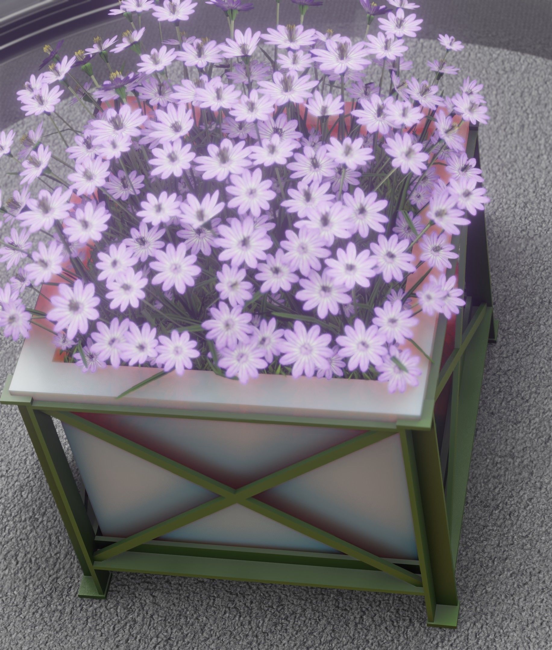 City Flower Pot with Violet Flowers - Object 4 Low-poly 3D model_25