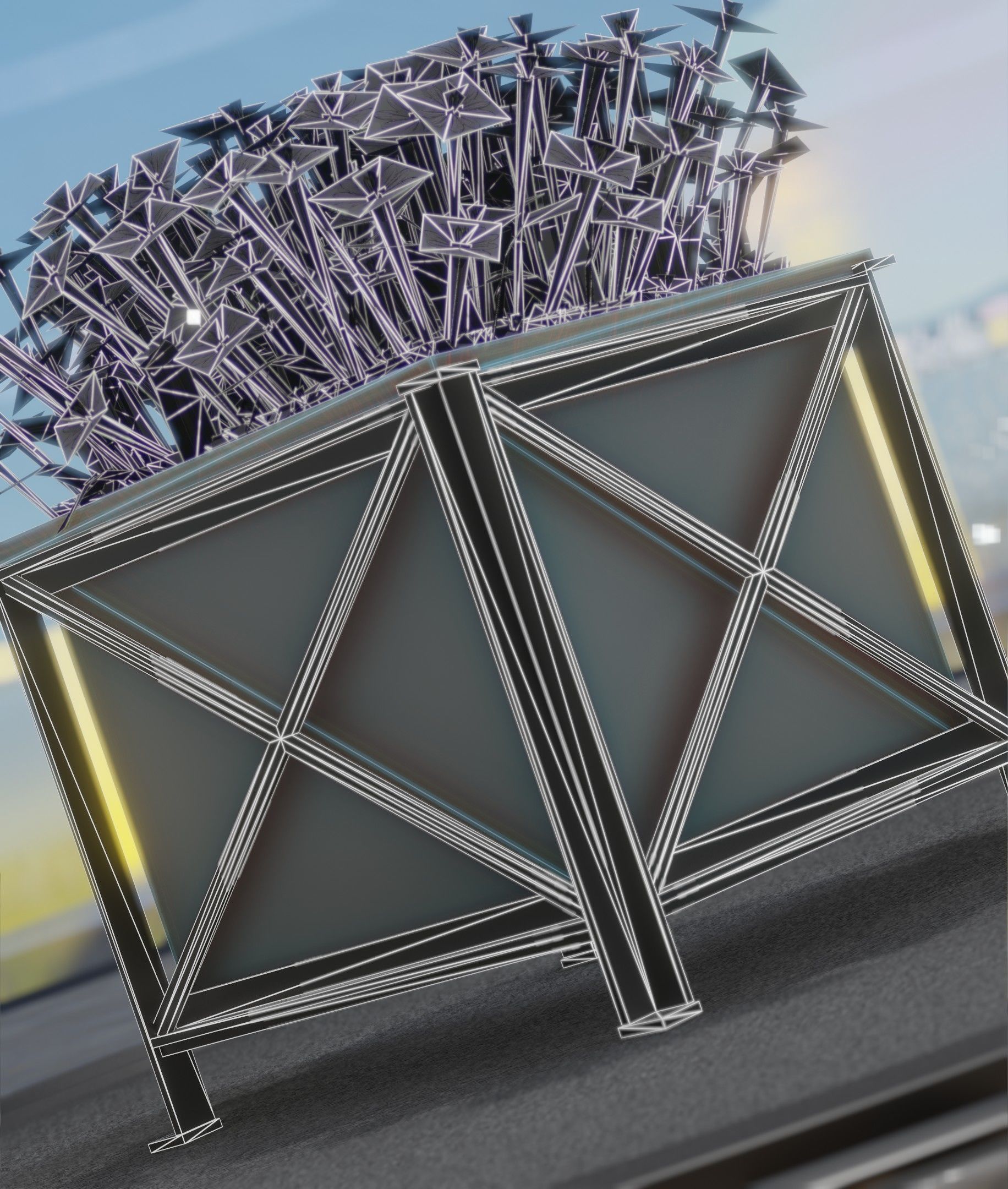 City Flower Pot with Violet Flowers - Object 4 Low-poly 3D model_35