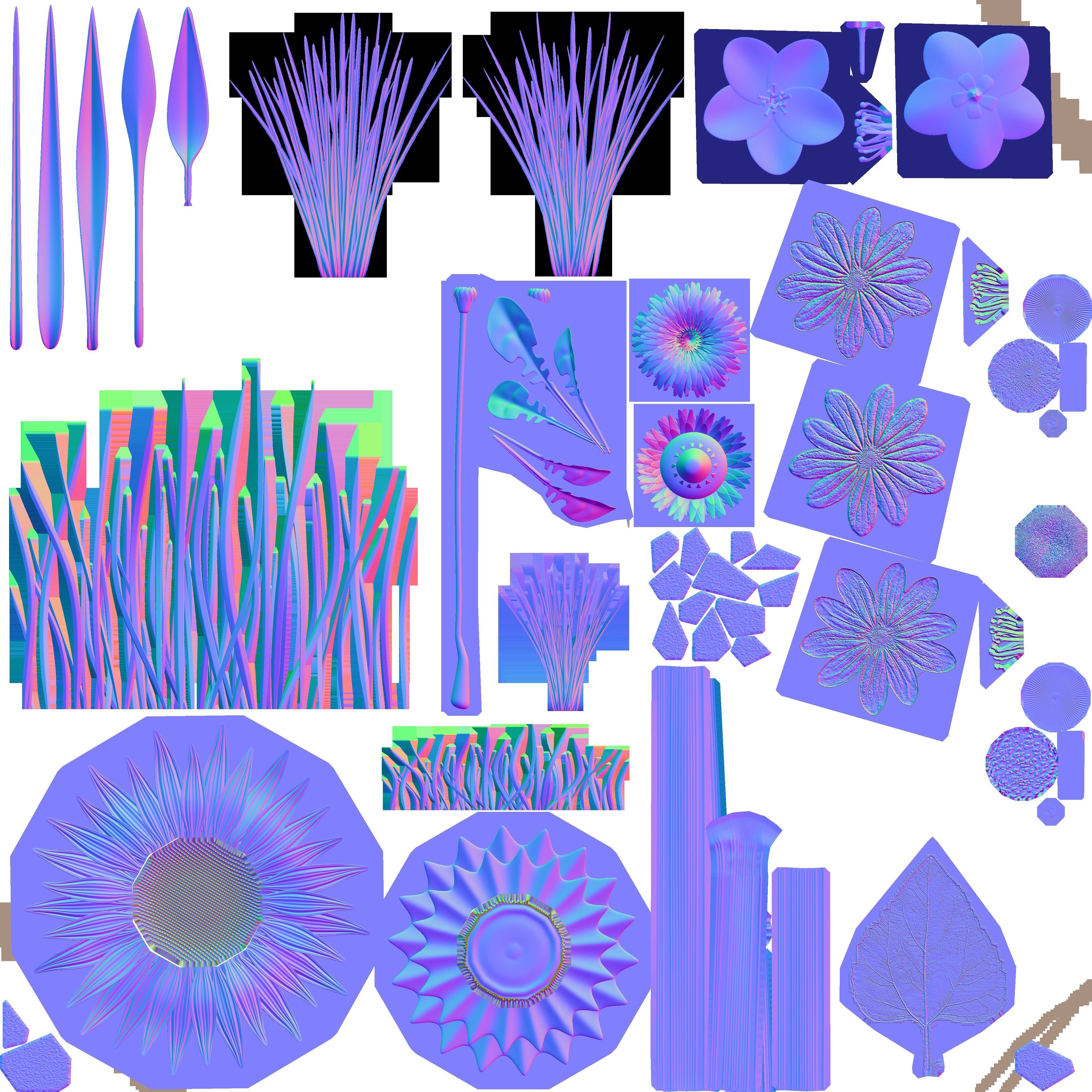 City Flower Pot with Violet Flowers - Object 4 Low-poly 3D model_52