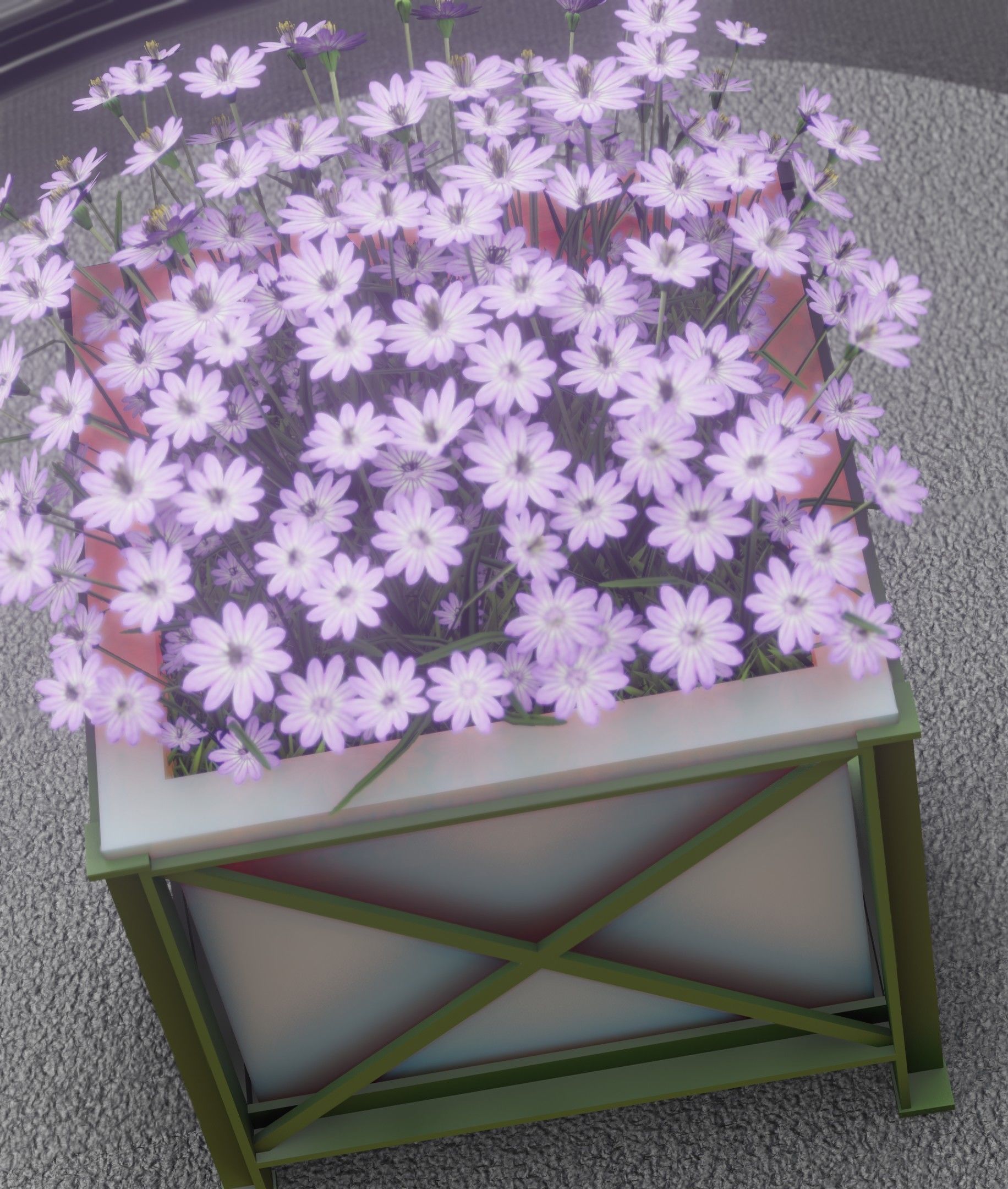 City Flower Pot with Violet Flowers - Object 4 Low-poly 3D model_24