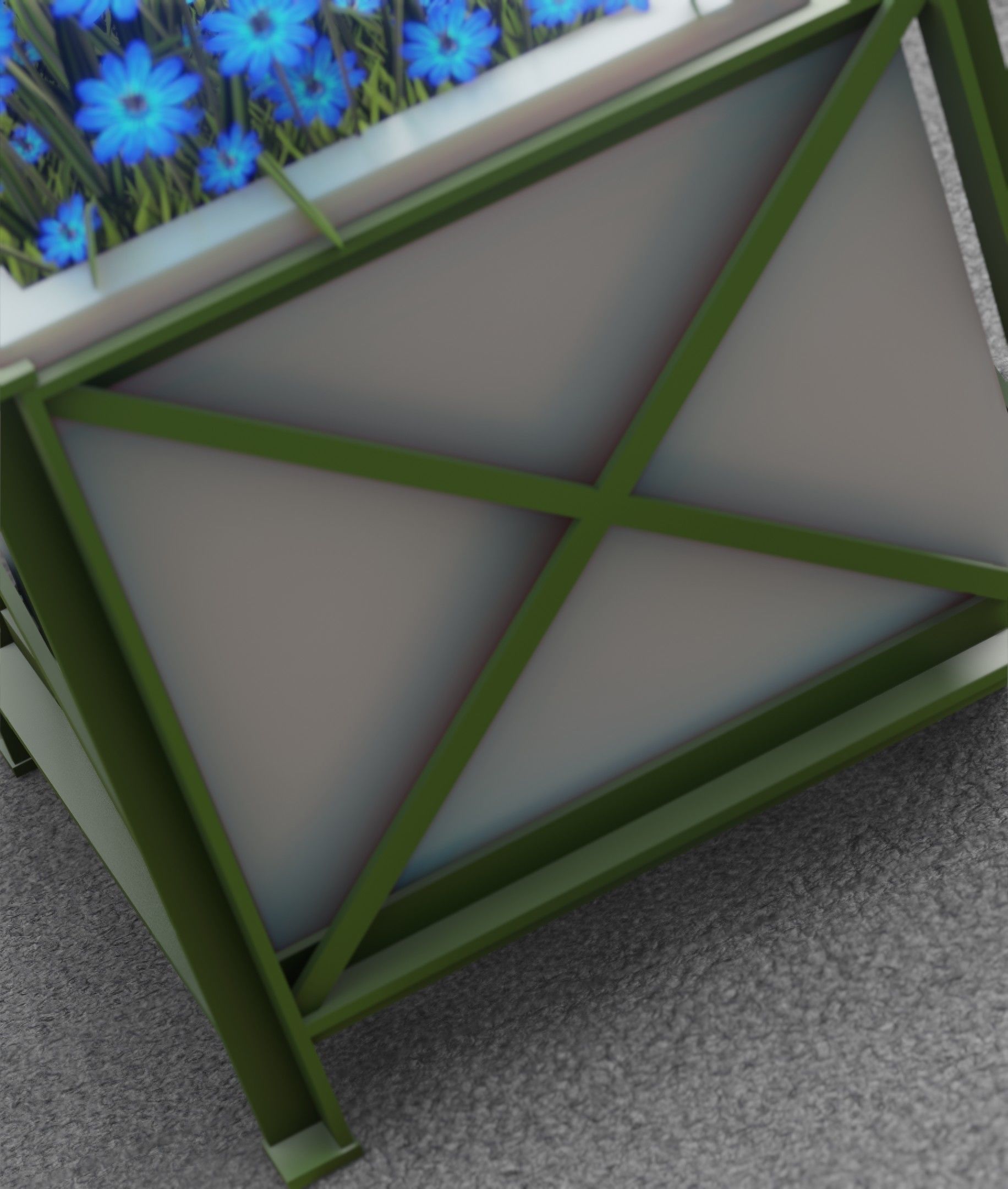 City Flower Pot with Blue Flowers - Object 5 Low-poly 3D model_42