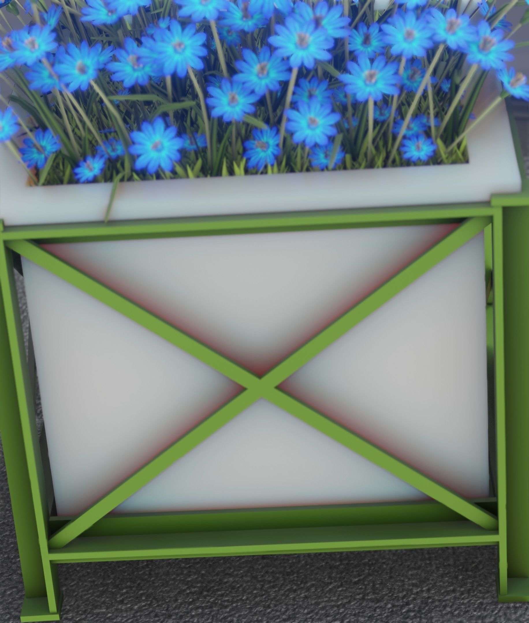 City Flower Pot with Blue Flowers - Object 5 Low-poly 3D model_46