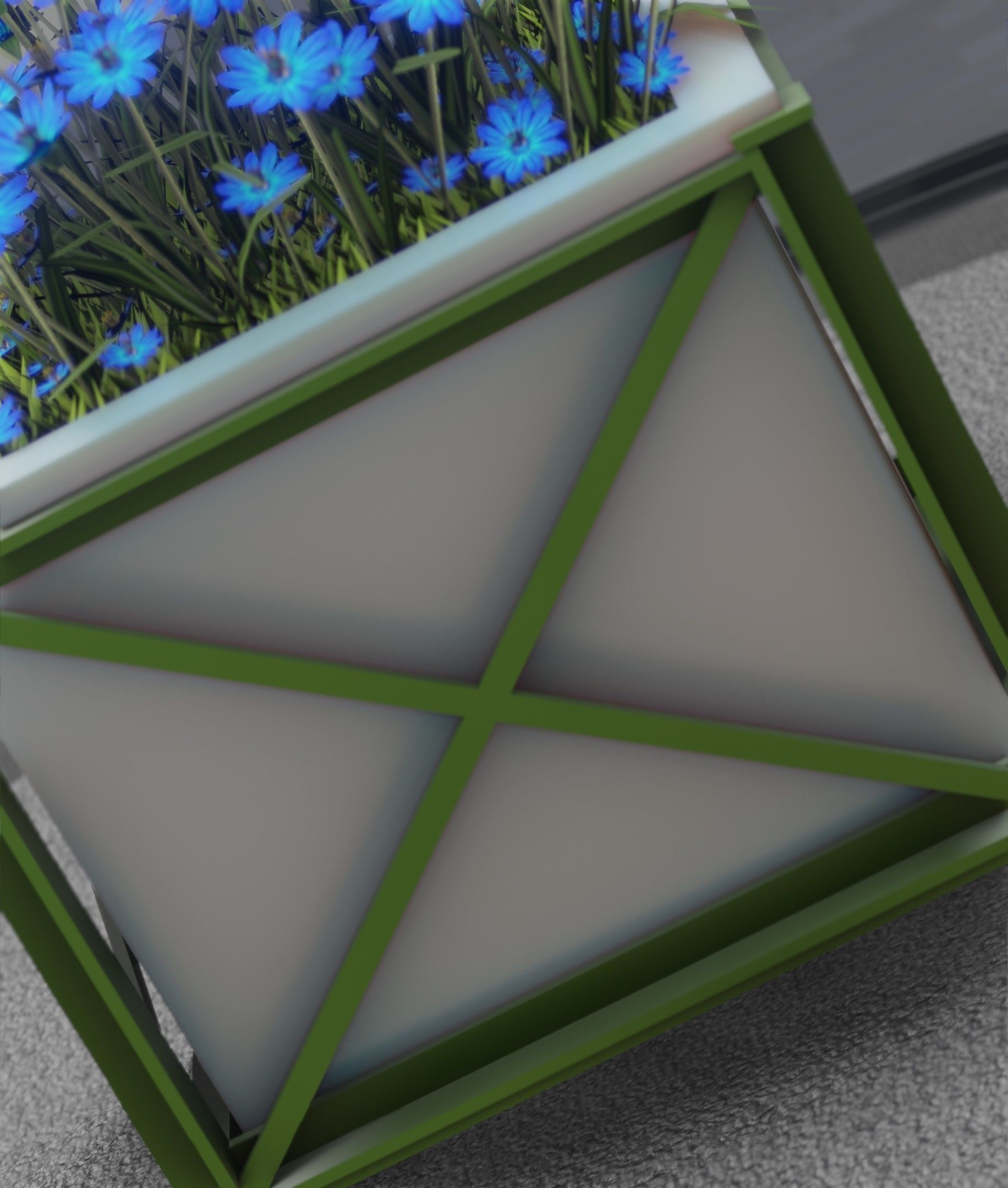 City Flower Pot with Blue Flowers - Object 5 Low-poly 3D model_39