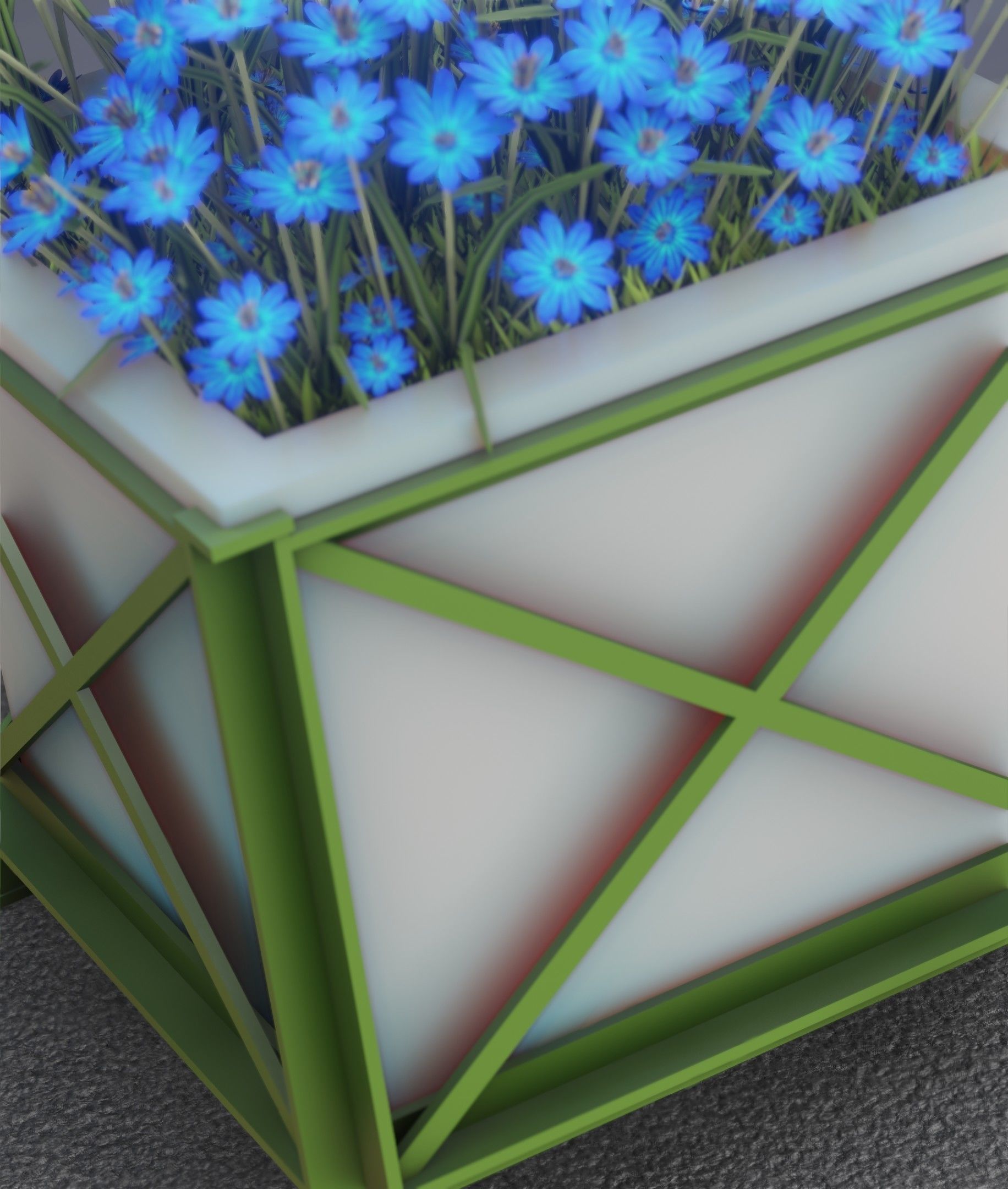 City Flower Pot with Blue Flowers - Object 5 Low-poly 3D model_45