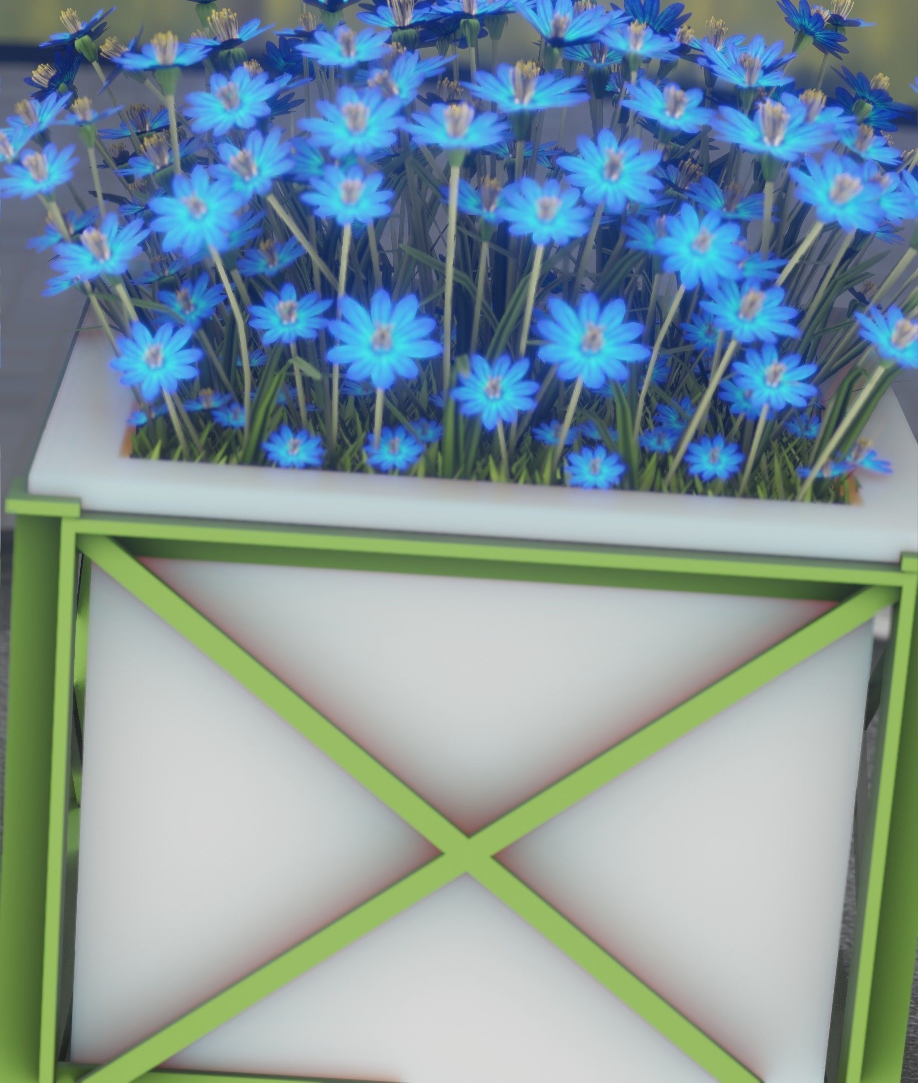 City Flower Pot with Blue Flowers - Object 5 Low-poly 3D model_49