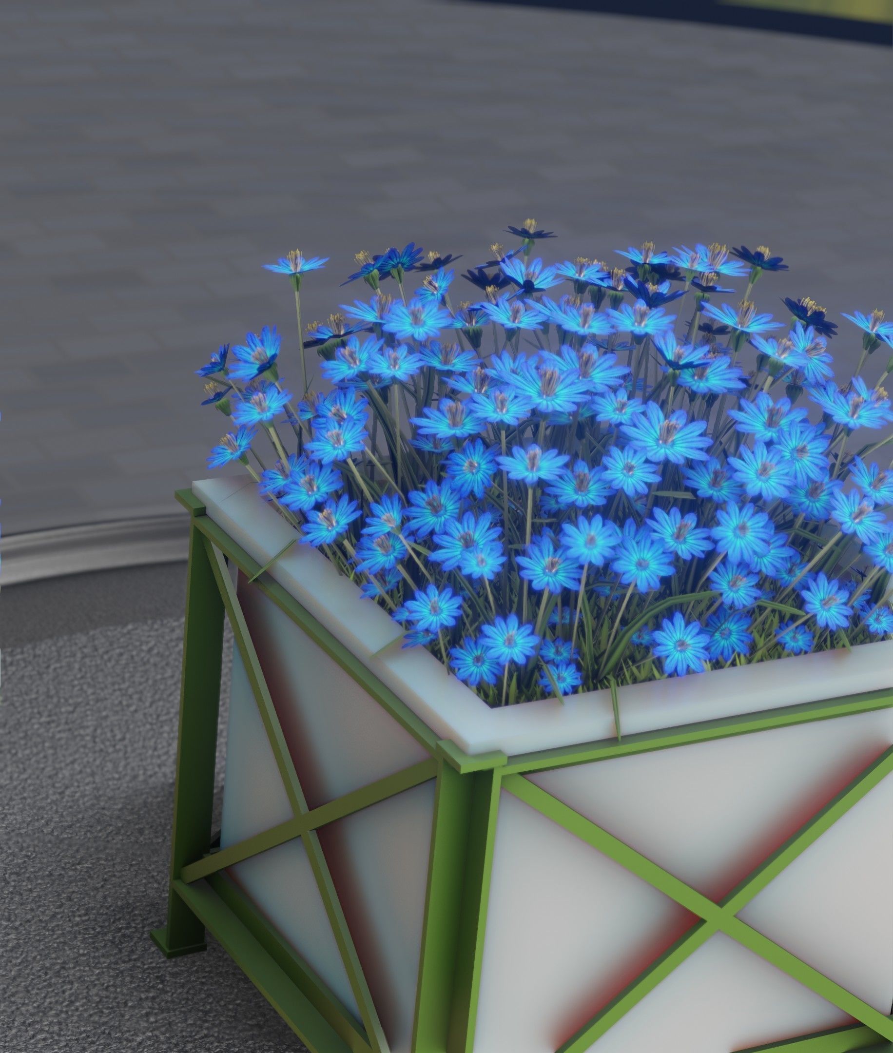 City Flower Pot with Blue Flowers - Object 5 Low-poly 3D model_15