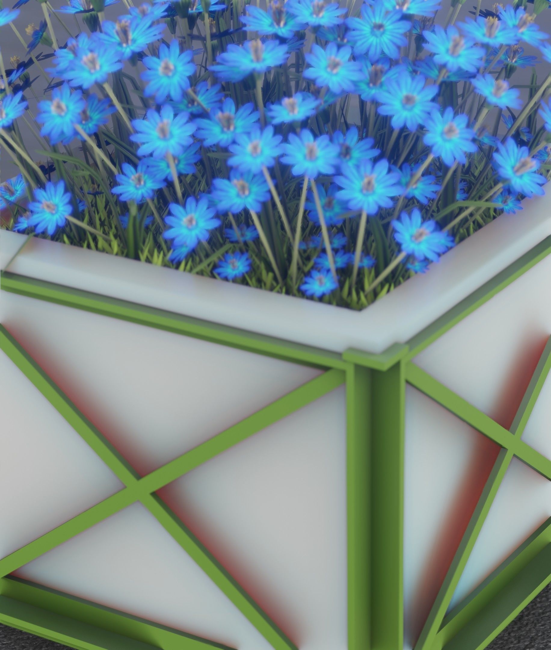 City Flower Pot with Blue Flowers - Object 5 Low-poly 3D model_47