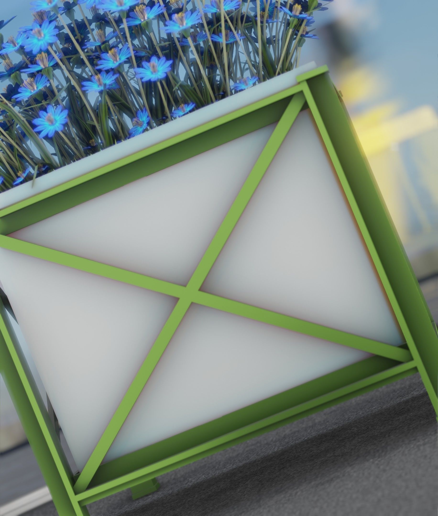 City Flower Pot with Blue Flowers - Object 5 Low-poly 3D model_31