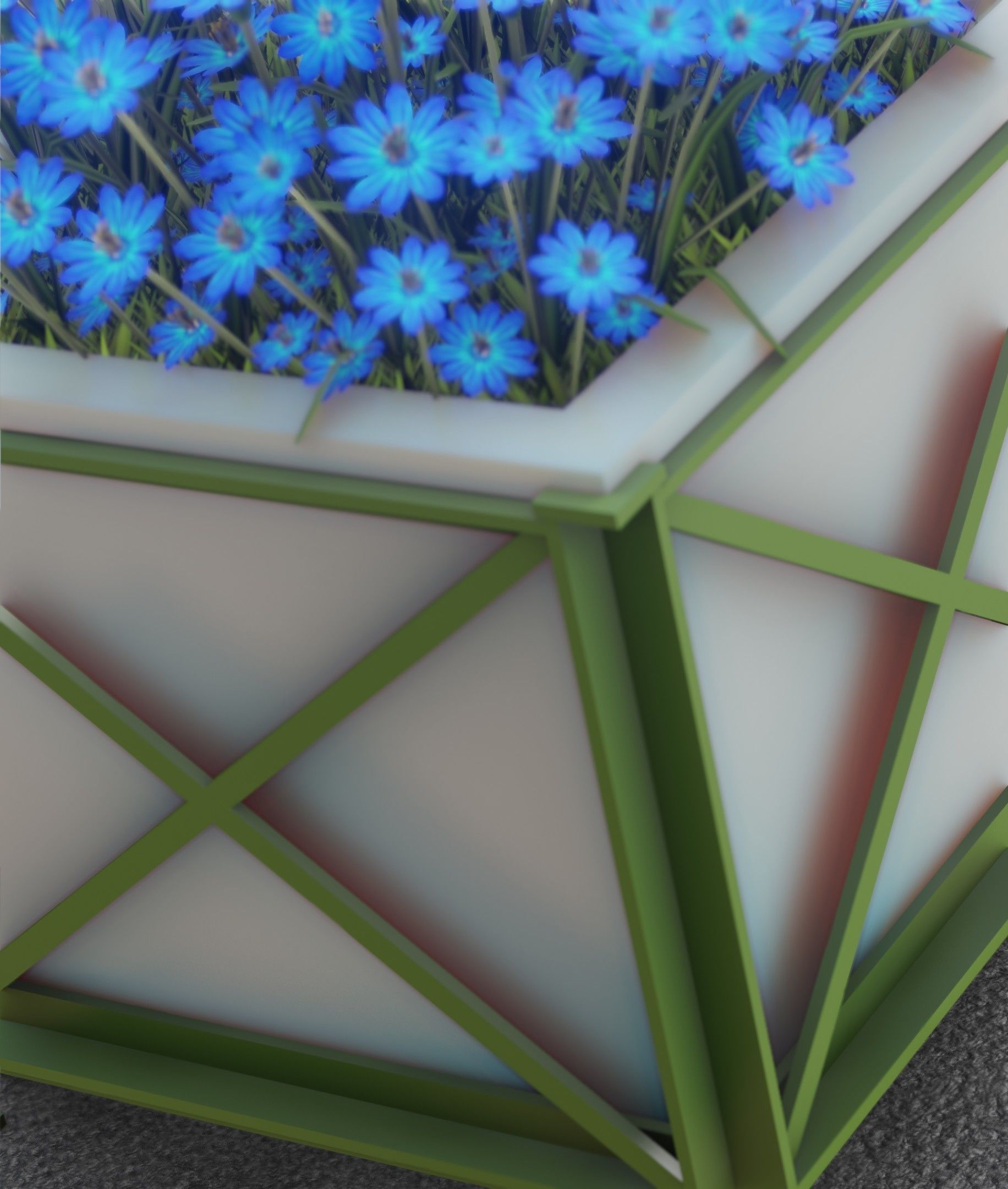 City Flower Pot with Blue Flowers - Object 5 Low-poly 3D model_44