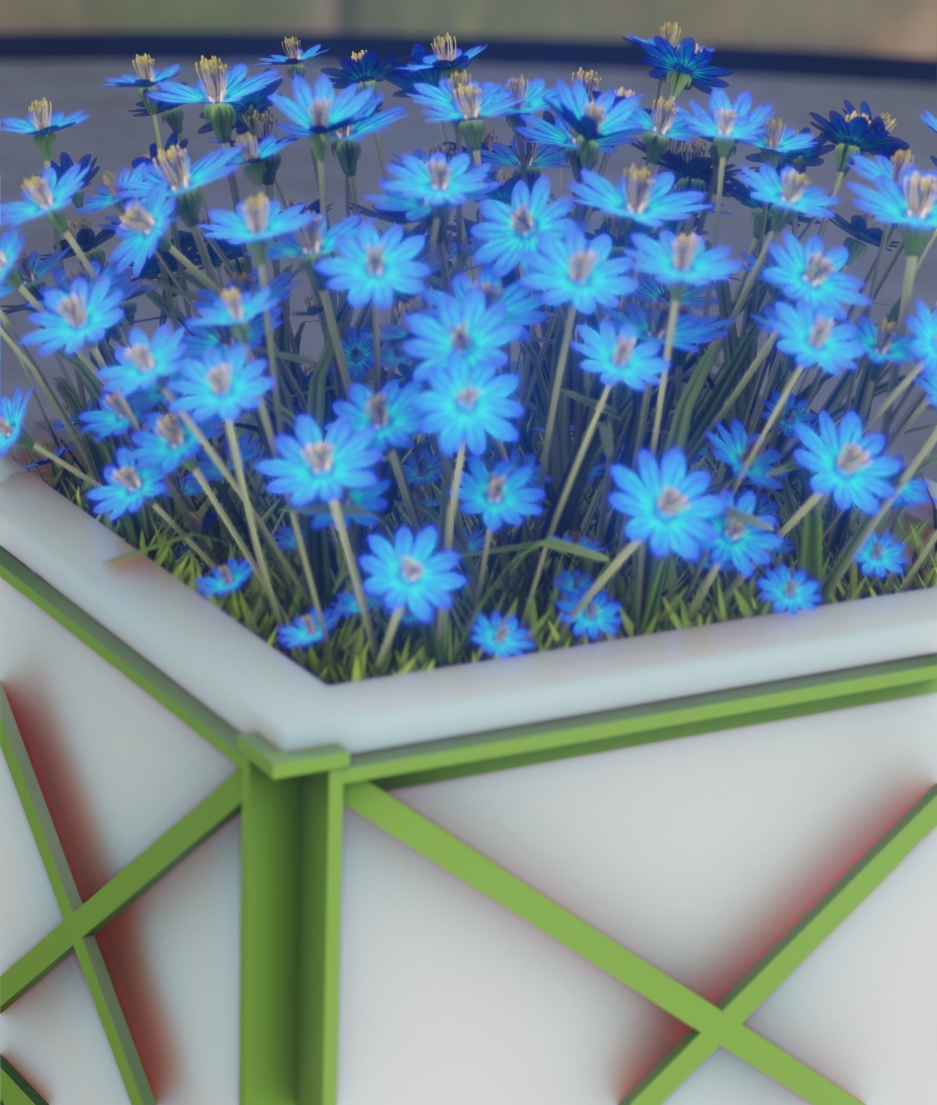 City Flower Pot with Blue Flowers - Object 5 Low-poly 3D model_48