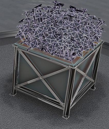 City Flower Pot with Blue Flowers - Object 5 Low-poly 3D model 2