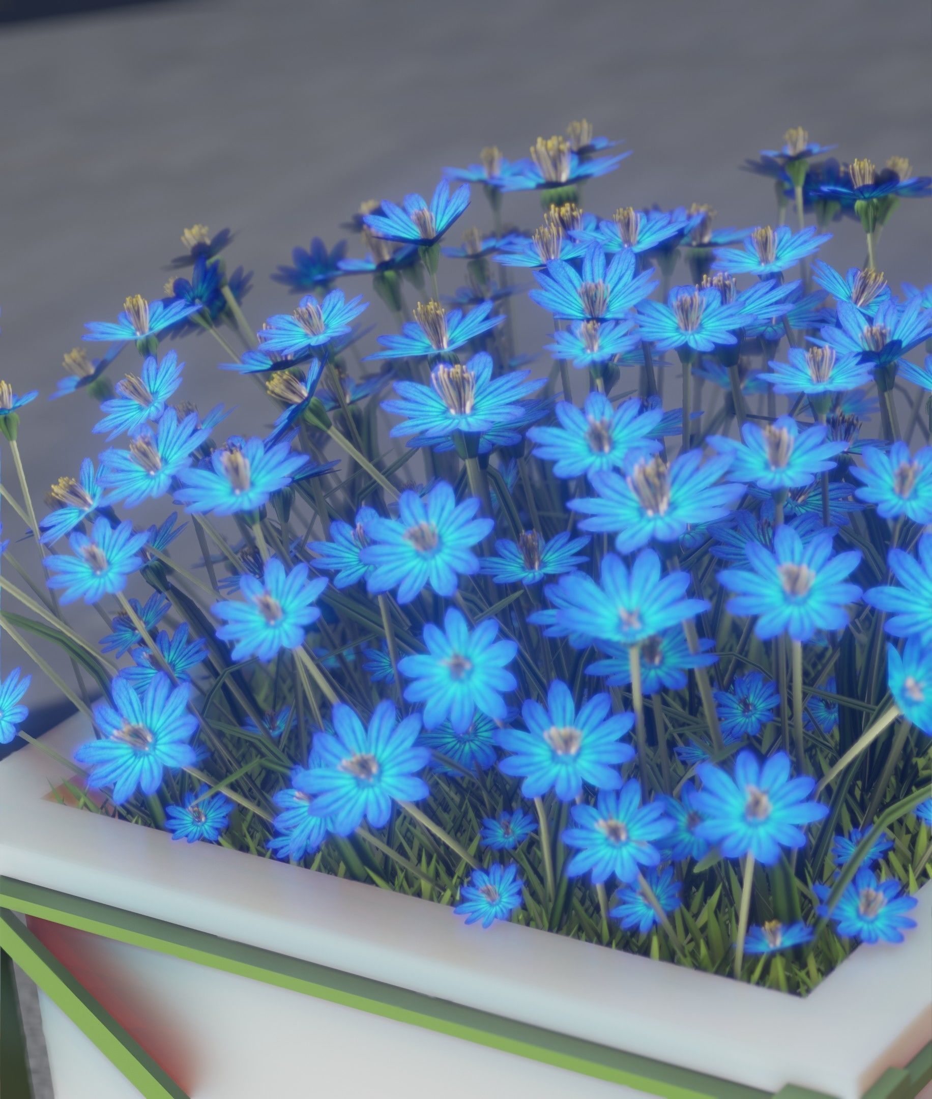 City Flower Pot with Blue Flowers - Object 5 Low-poly 3D model_3