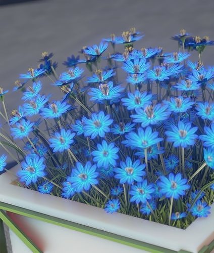 City Flower Pot with Blue Flowers - Object 5 Low-poly 3D model 3