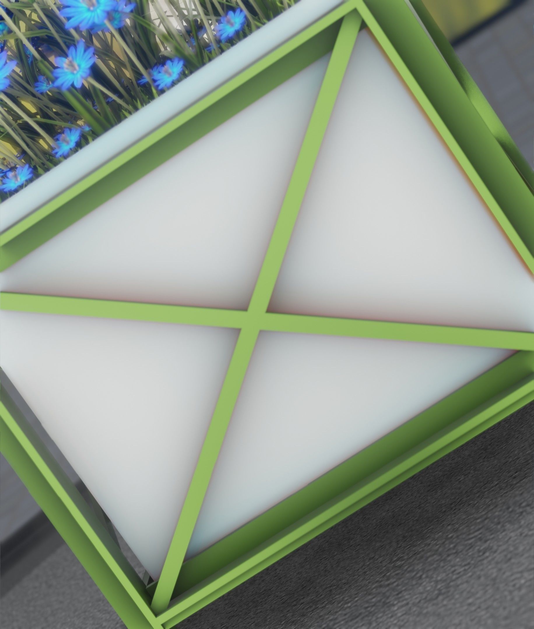 City Flower Pot with Blue Flowers - Object 5 Low-poly 3D model_35