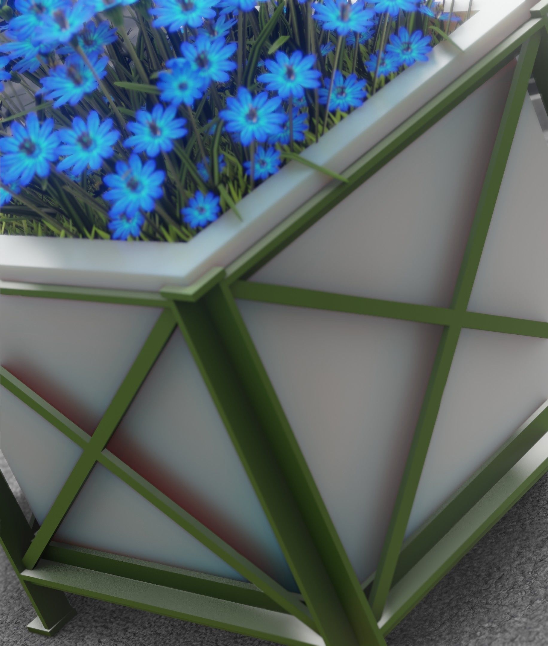 City Flower Pot with Blue Flowers - Object 5 Low-poly 3D model_41