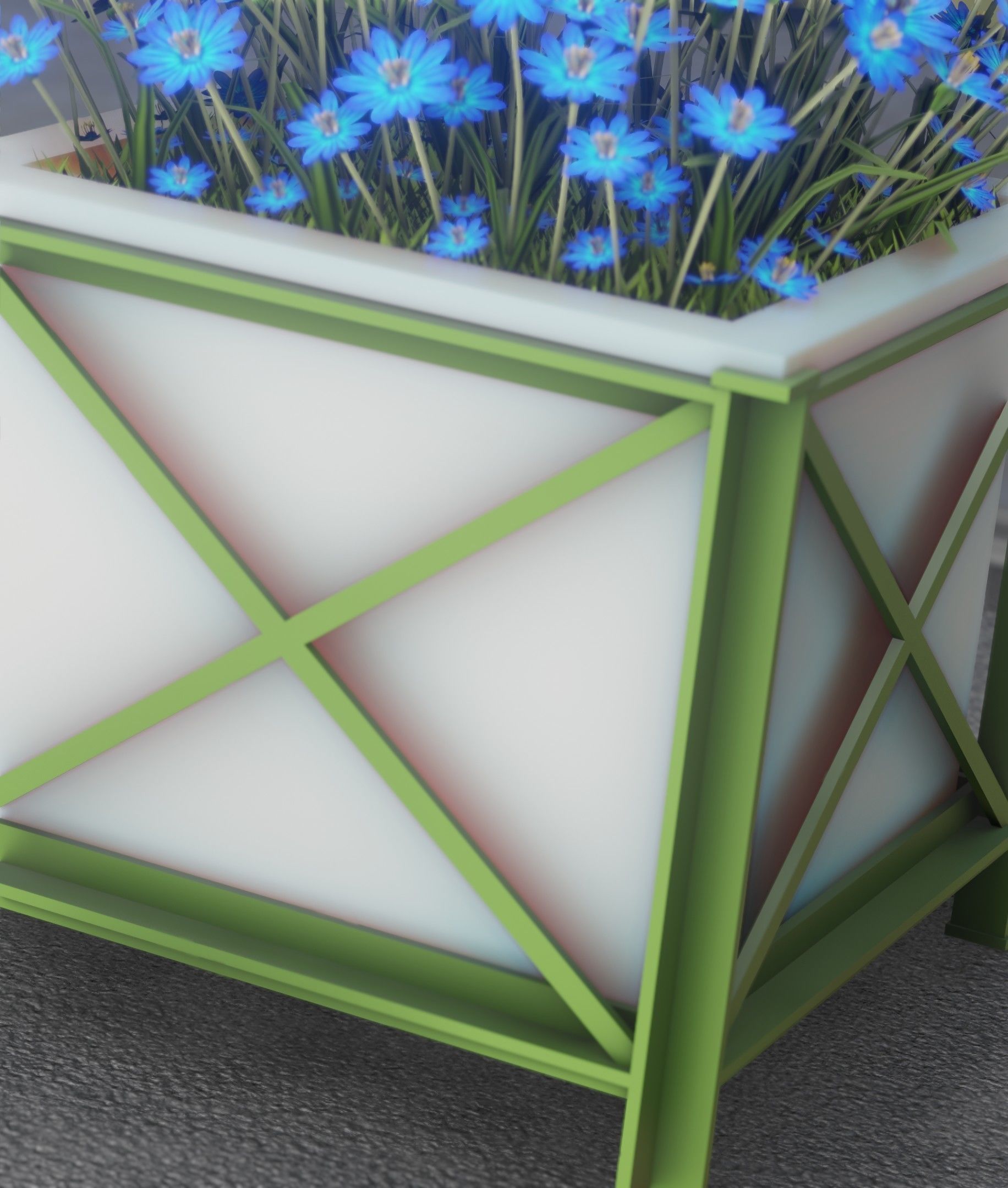 City Flower Pot with Blue Flowers - Object 5 Low-poly 3D model_50