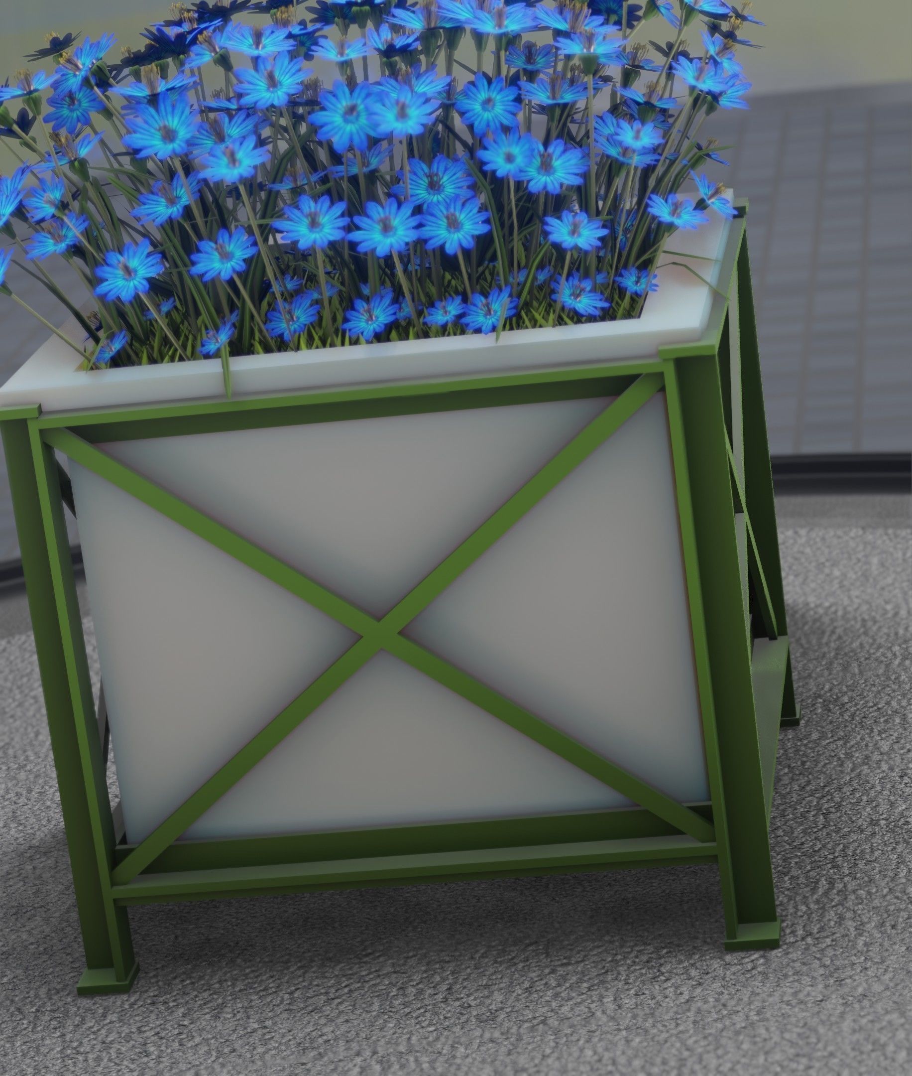 City Flower Pot with Blue Flowers - Object 5 Low-poly 3D model_27