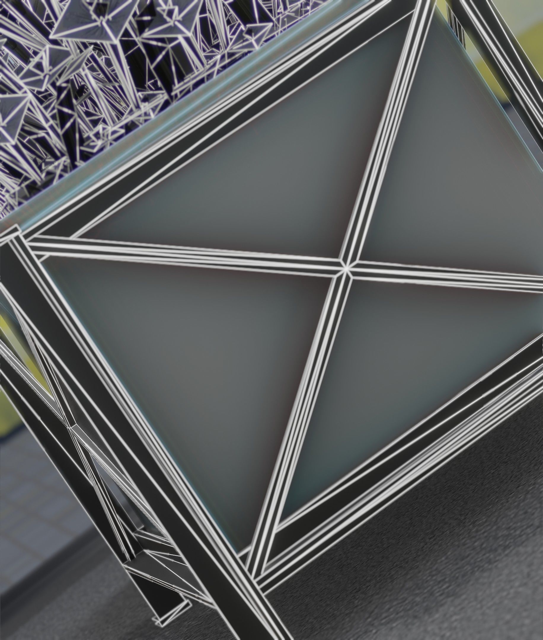 City Flower Pot with Blue Flowers - Object 5 Low-poly 3D model_34