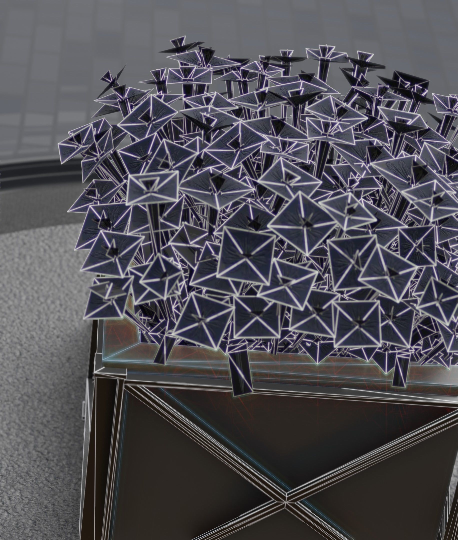 City Flower Pot with Blue Flowers - Object 5 Low-poly 3D model_12