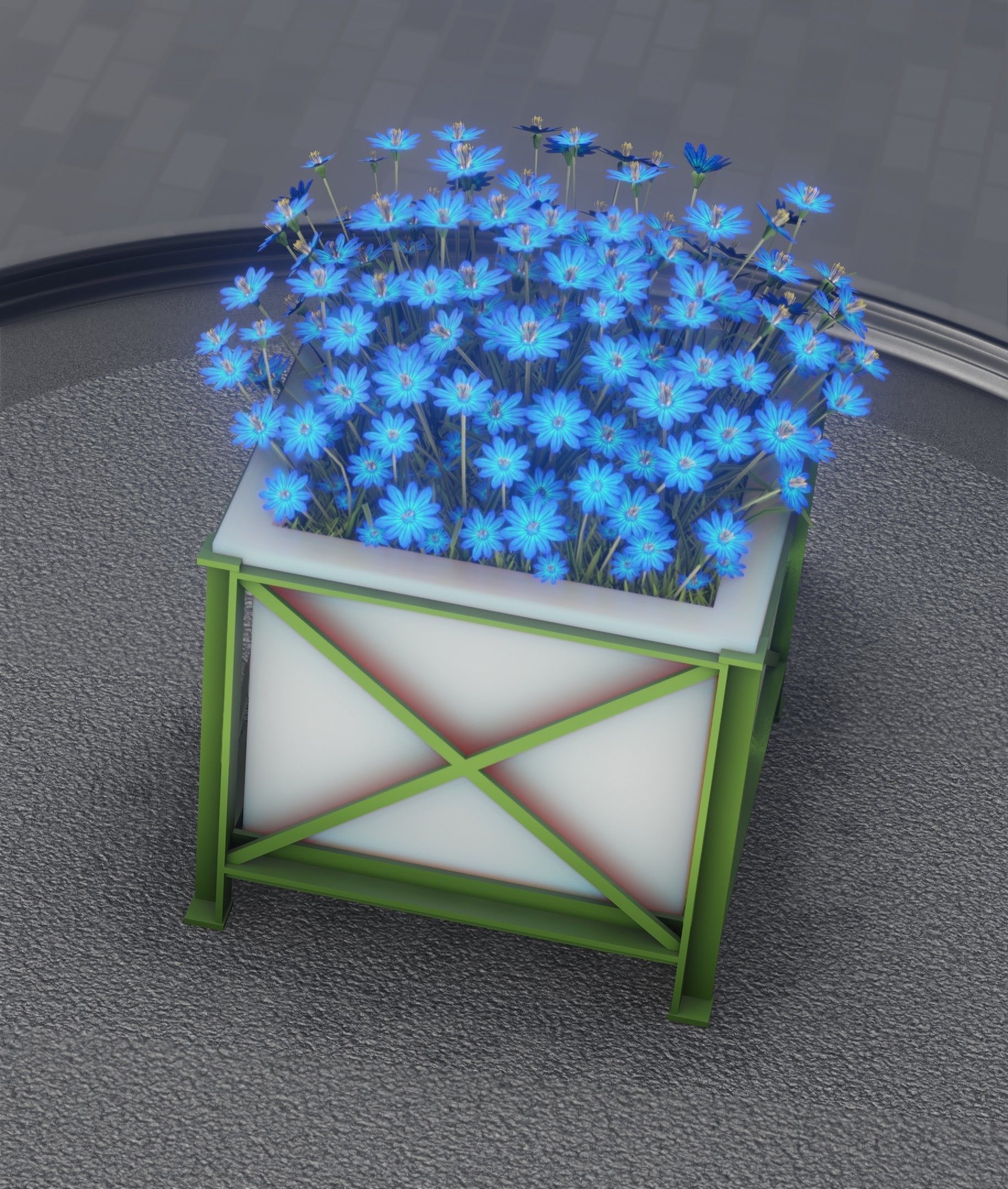 City Flower Pot with Blue Flowers - Object 5 Low-poly 3D model_19