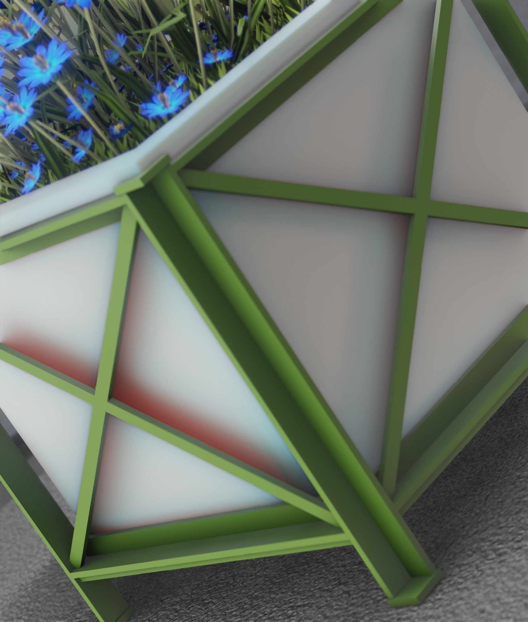 City Flower Pot with Blue Flowers - Object 5 Low-poly 3D model_37