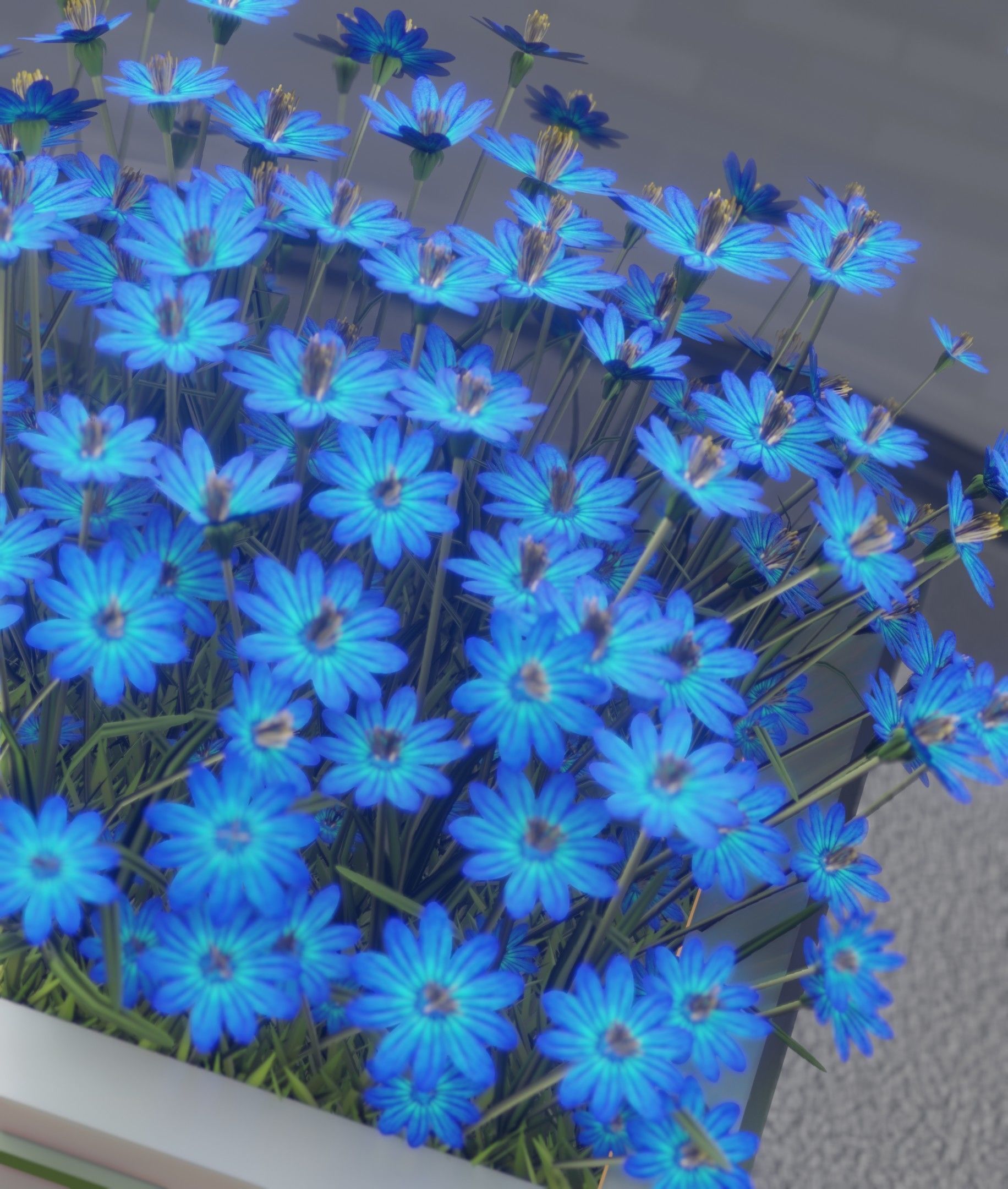 City Flower Pot with Blue Flowers - Object 5 Low-poly 3D model_10