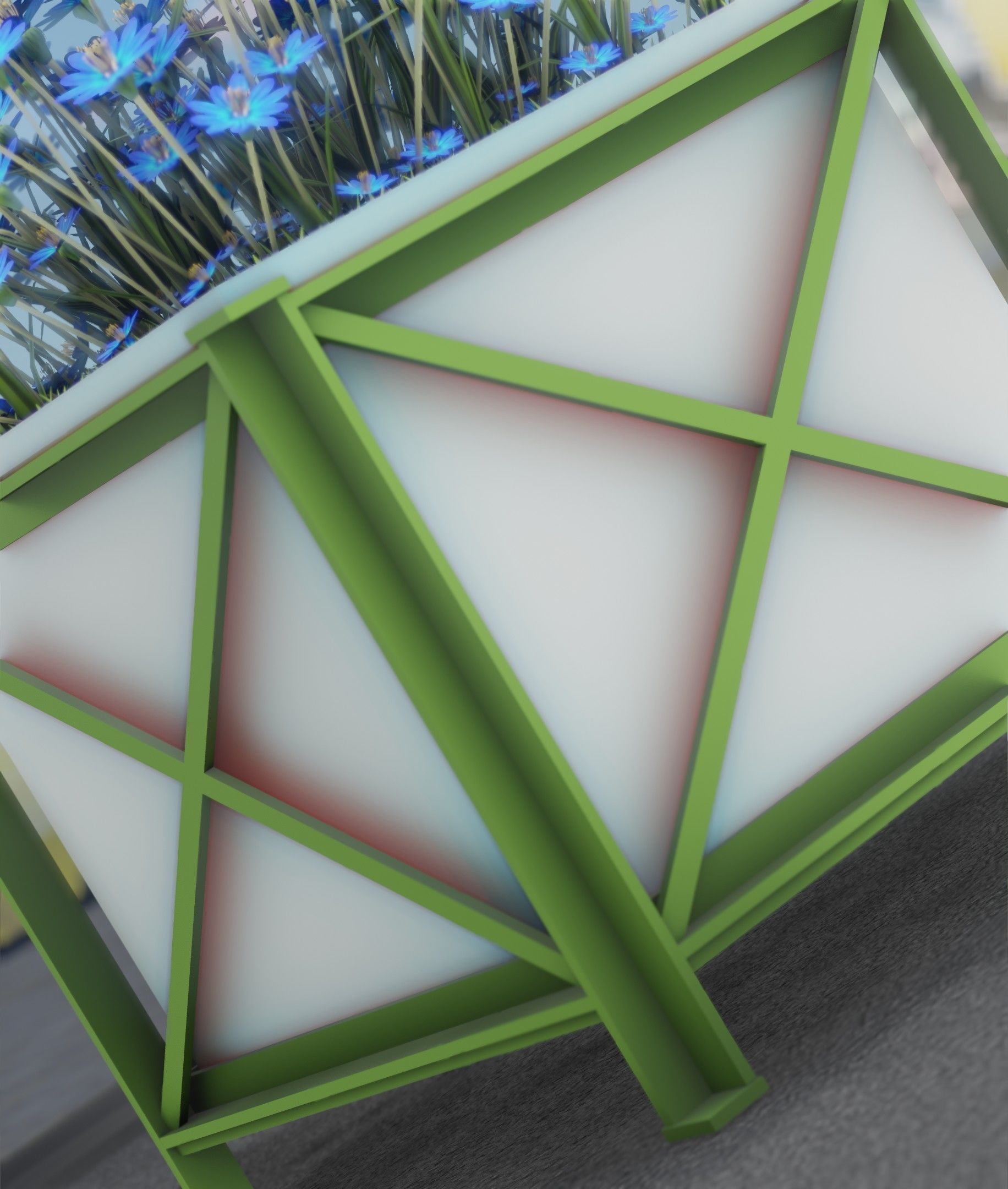 City Flower Pot with Blue Flowers - Object 5 Low-poly 3D model_33