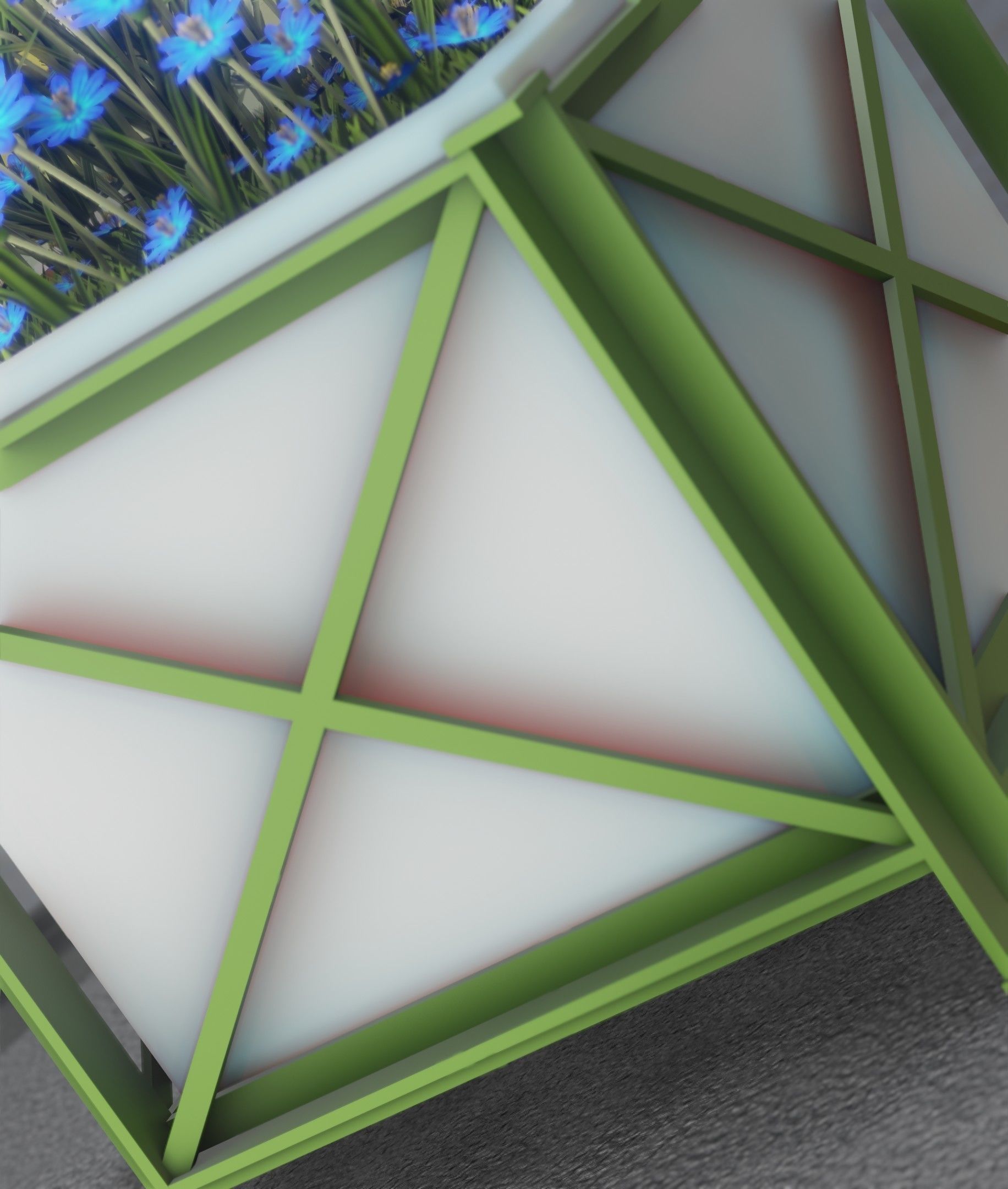 City Flower Pot with Blue Flowers - Object 5 Low-poly 3D model_36