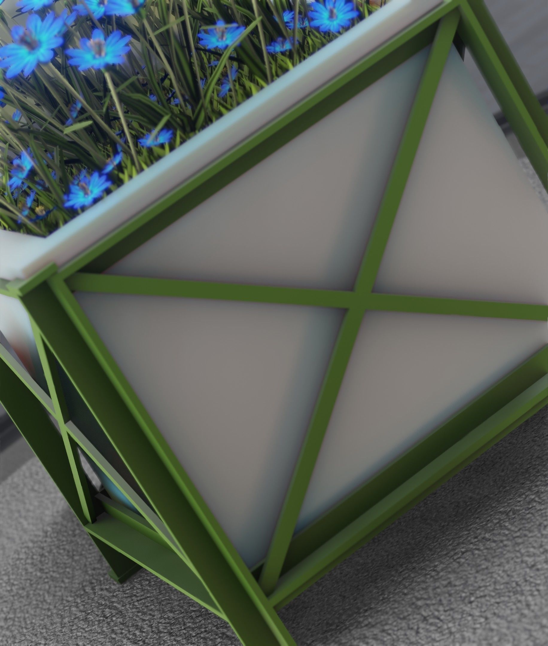 City Flower Pot with Blue Flowers - Object 5 Low-poly 3D model_38