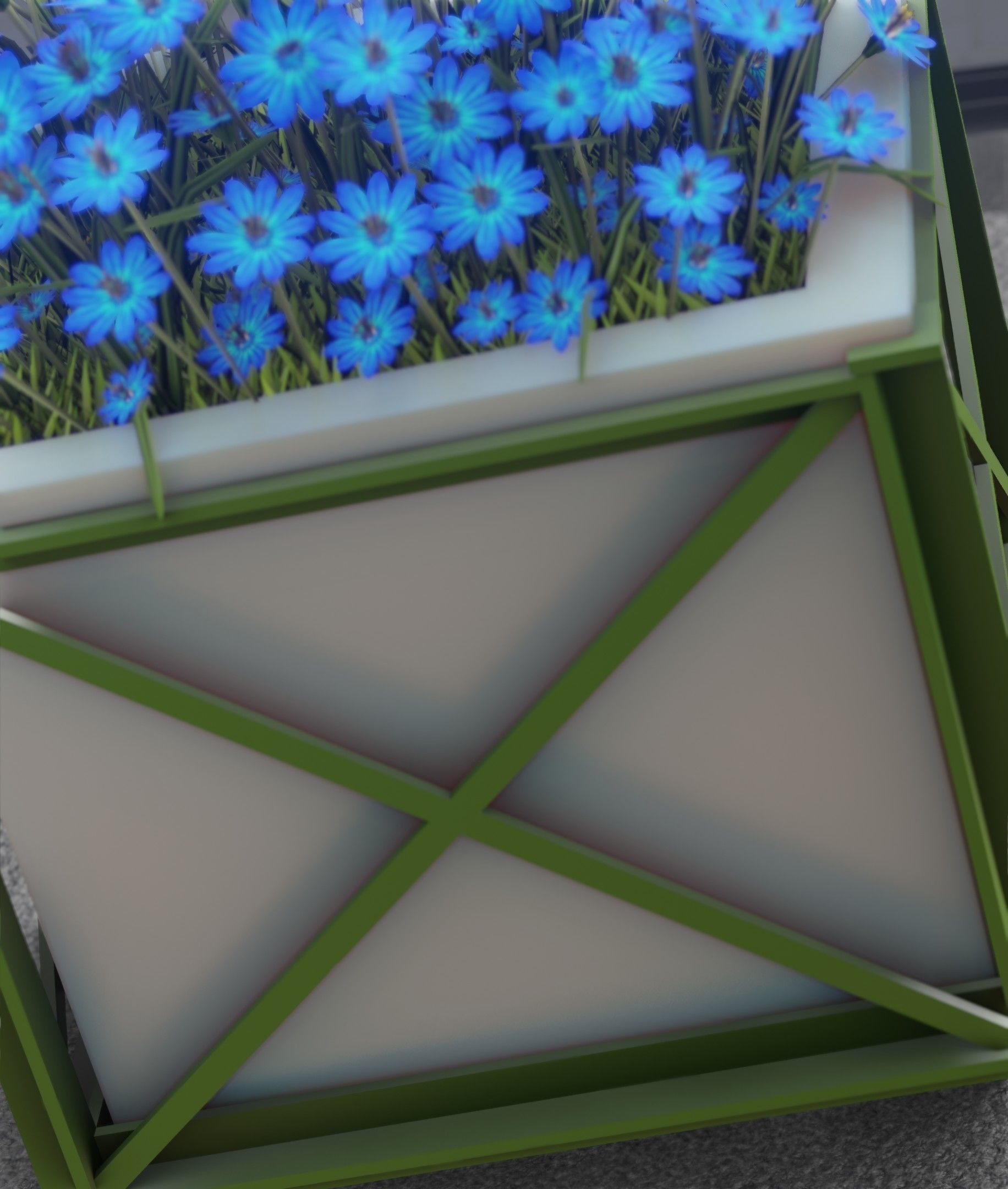 City Flower Pot with Blue Flowers - Object 5 Low-poly 3D model_43