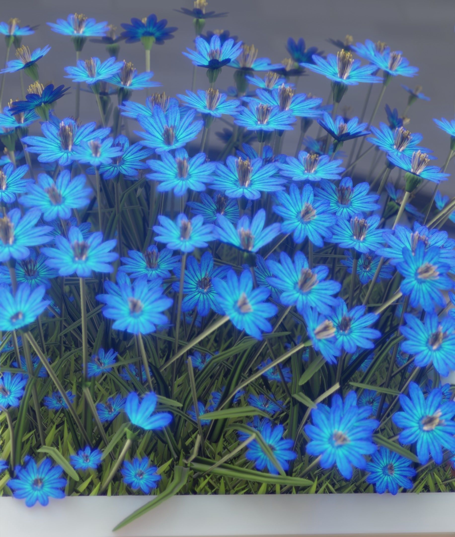 City Flower Pot with Blue Flowers - Object 5 Low-poly 3D model_9