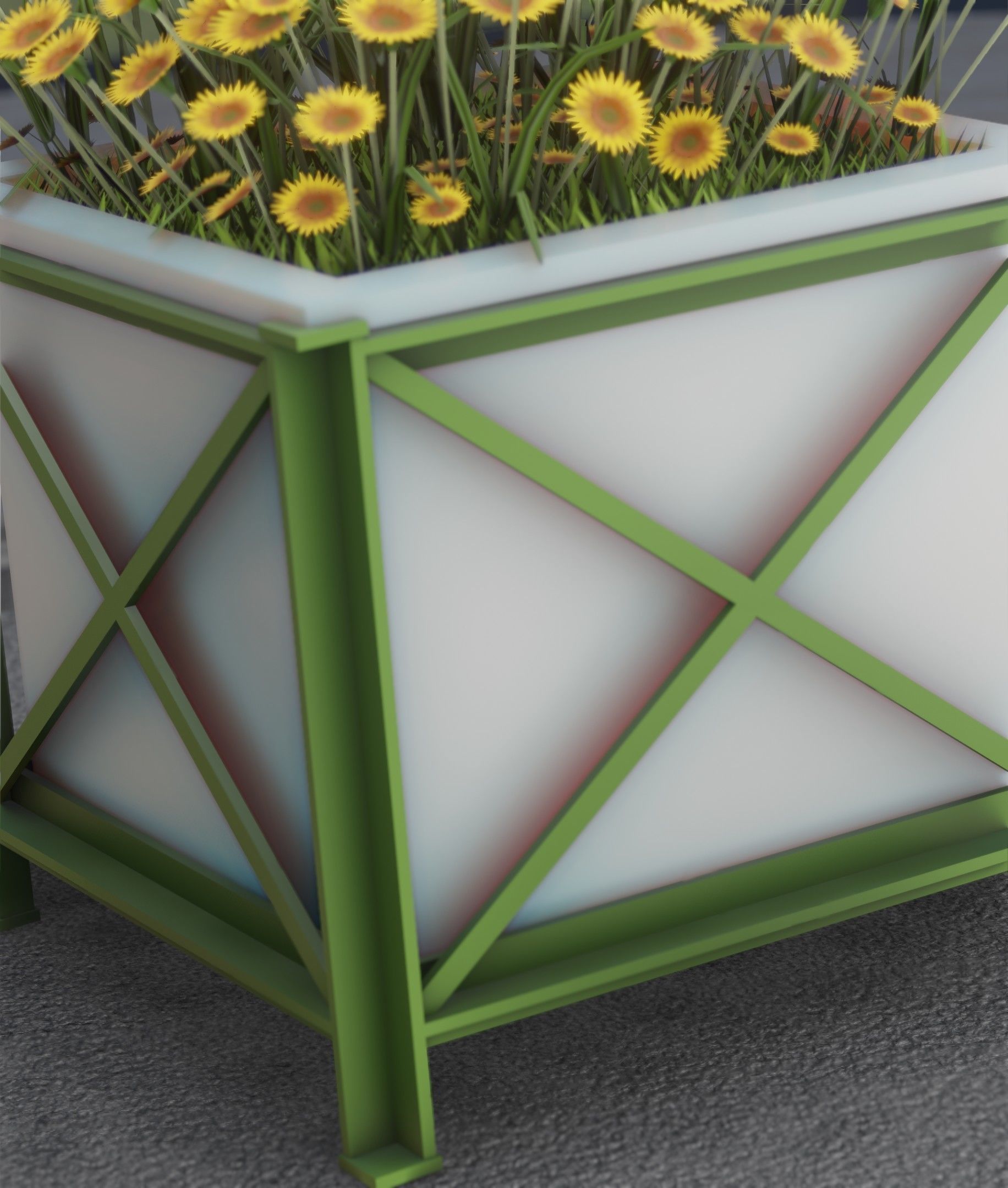 City Flower Pot with Sunflowers - Object 6 Low-poly 3D model_32