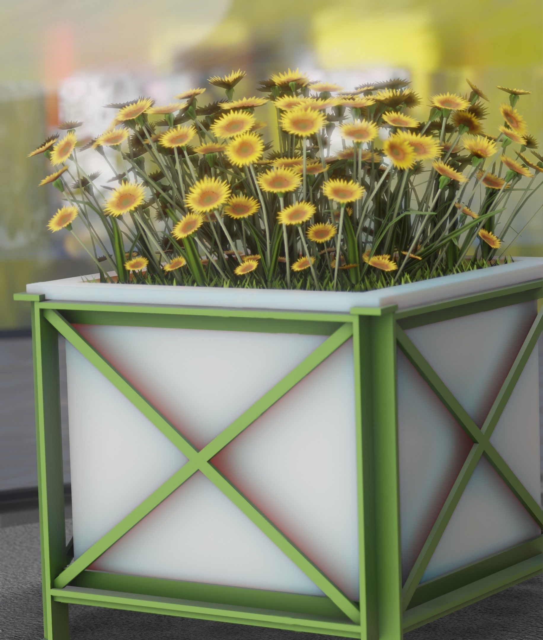 City Flower Pot with Sunflowers - Object 6 Low-poly 3D model_2