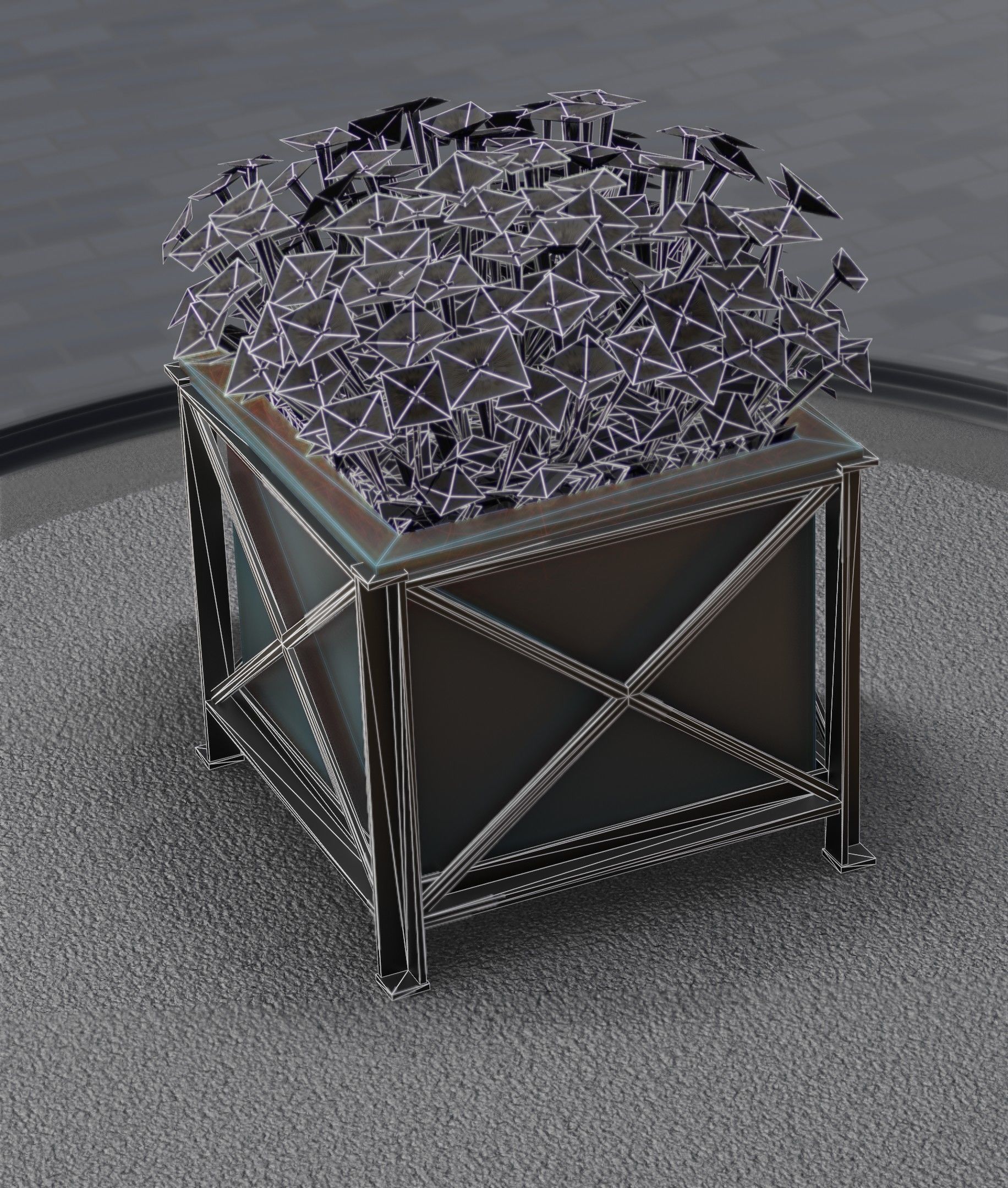 City Flower Pot with Sunflowers - Object 6 Low-poly 3D model_23