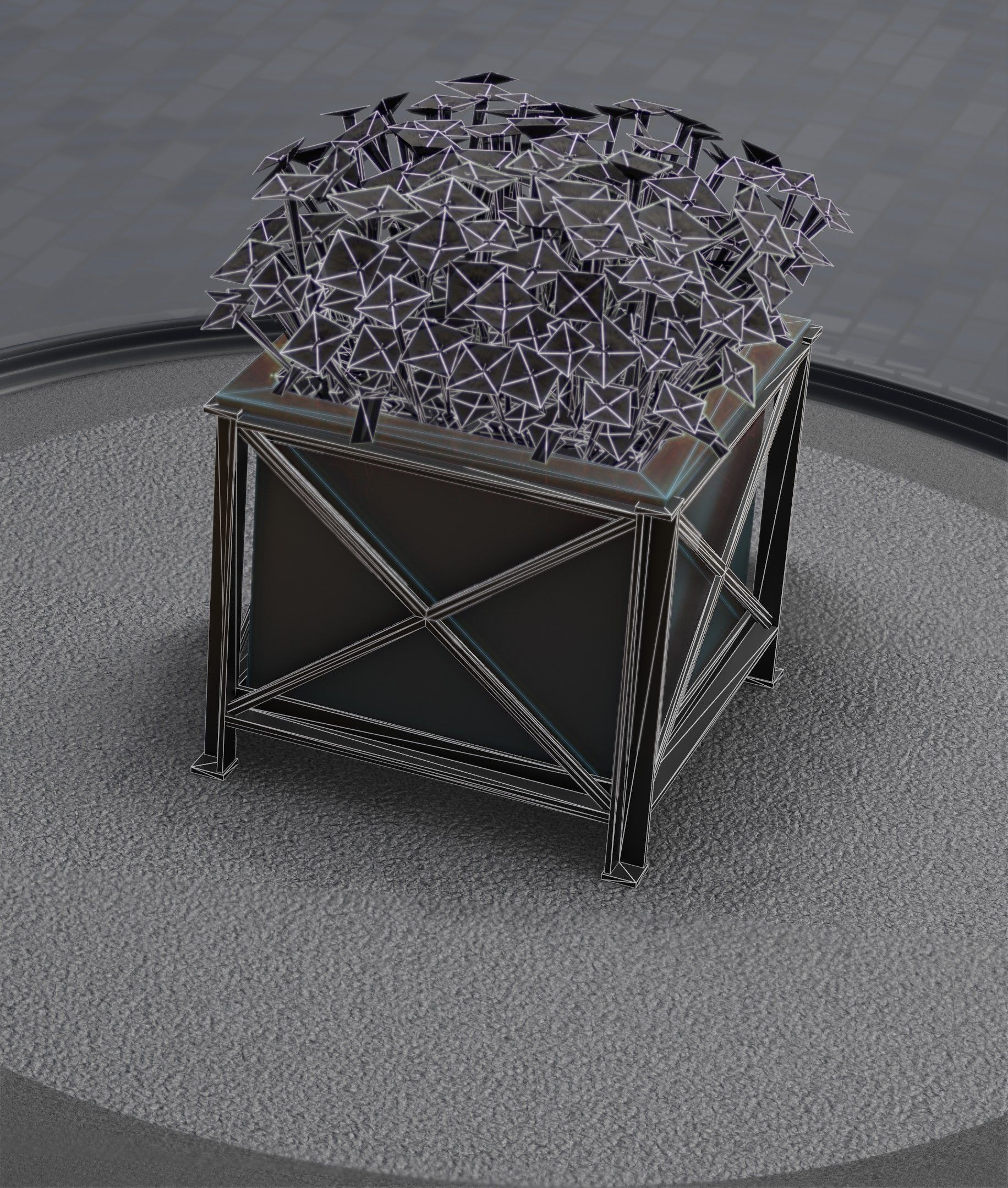 City Flower Pot with Sunflowers - Object 6 Low-poly 3D model_6