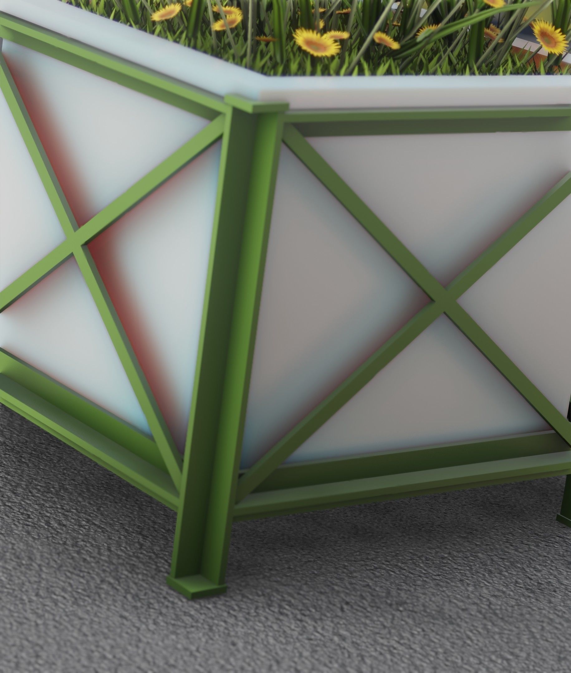 City Flower Pot with Sunflowers - Object 6 Low-poly 3D model_9