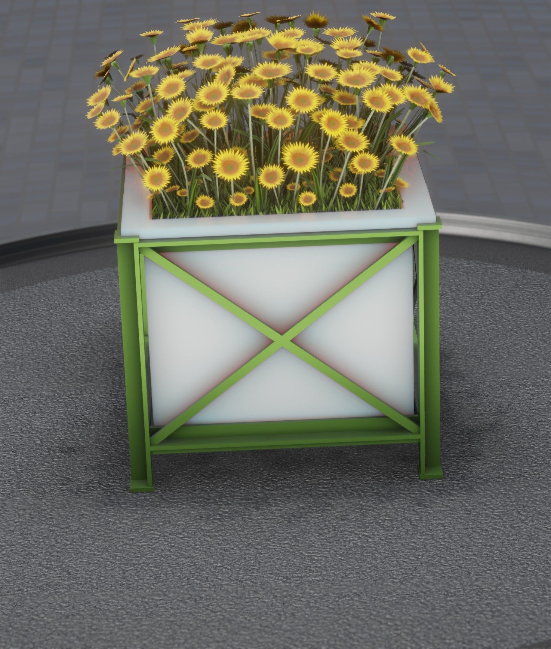 City Flower Pot with Sunflowers - Object 6 Low-poly 3D model_20