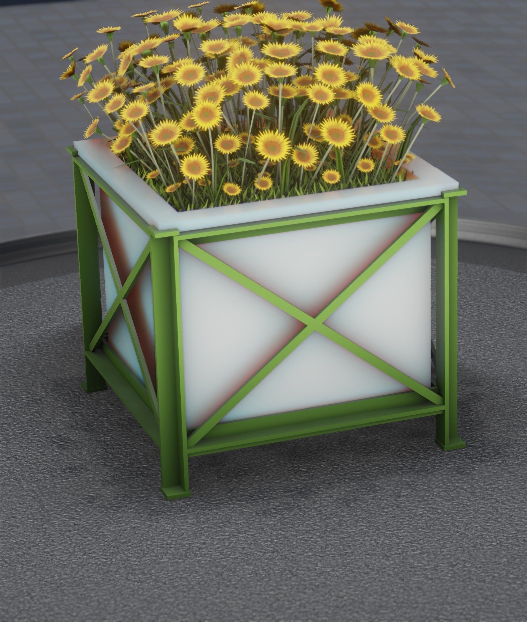 City Flower Pot with Sunflowers - Object 6 Low-poly 3D model_19