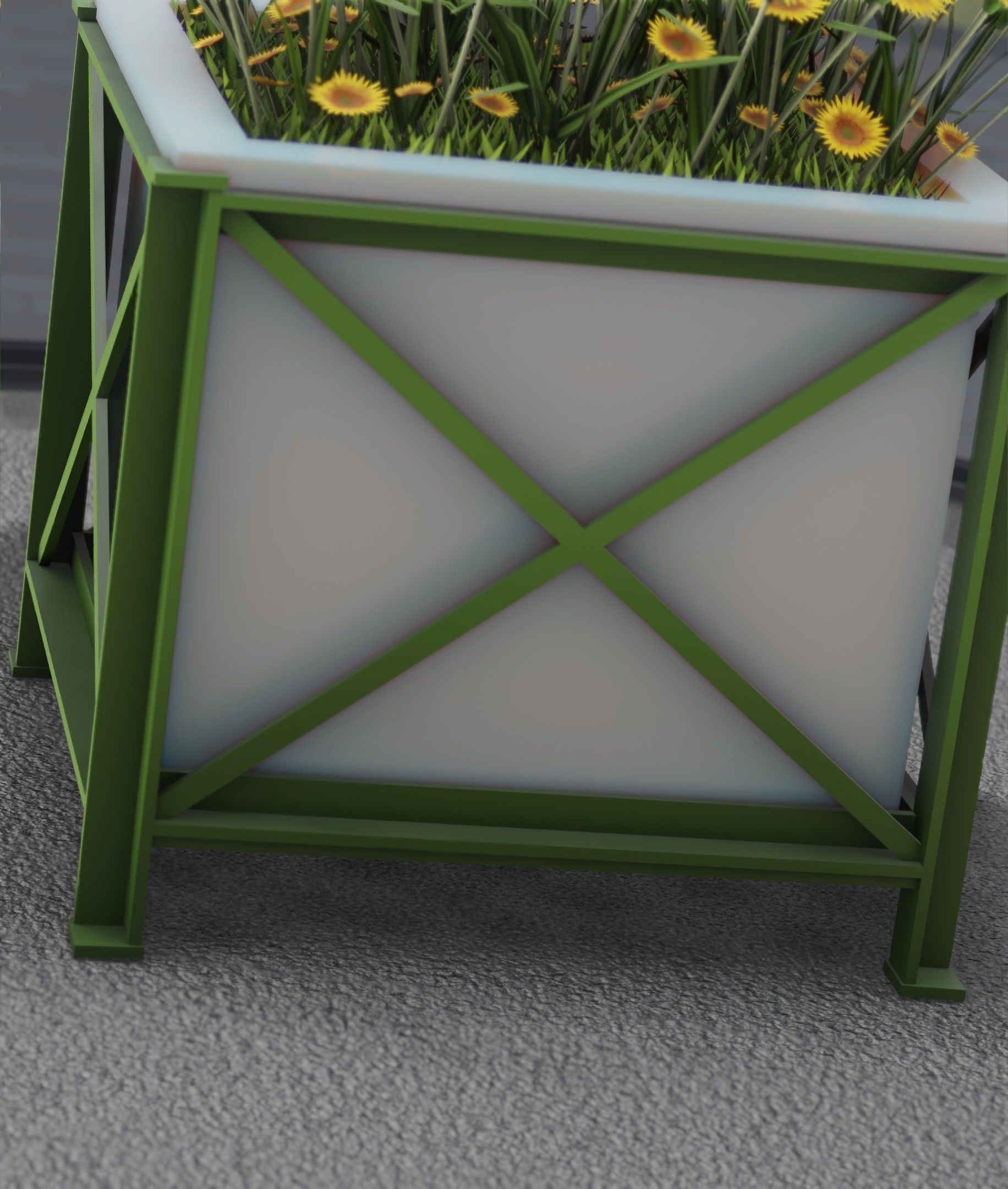 City Flower Pot with Sunflowers - Object 6 Low-poly 3D model_10