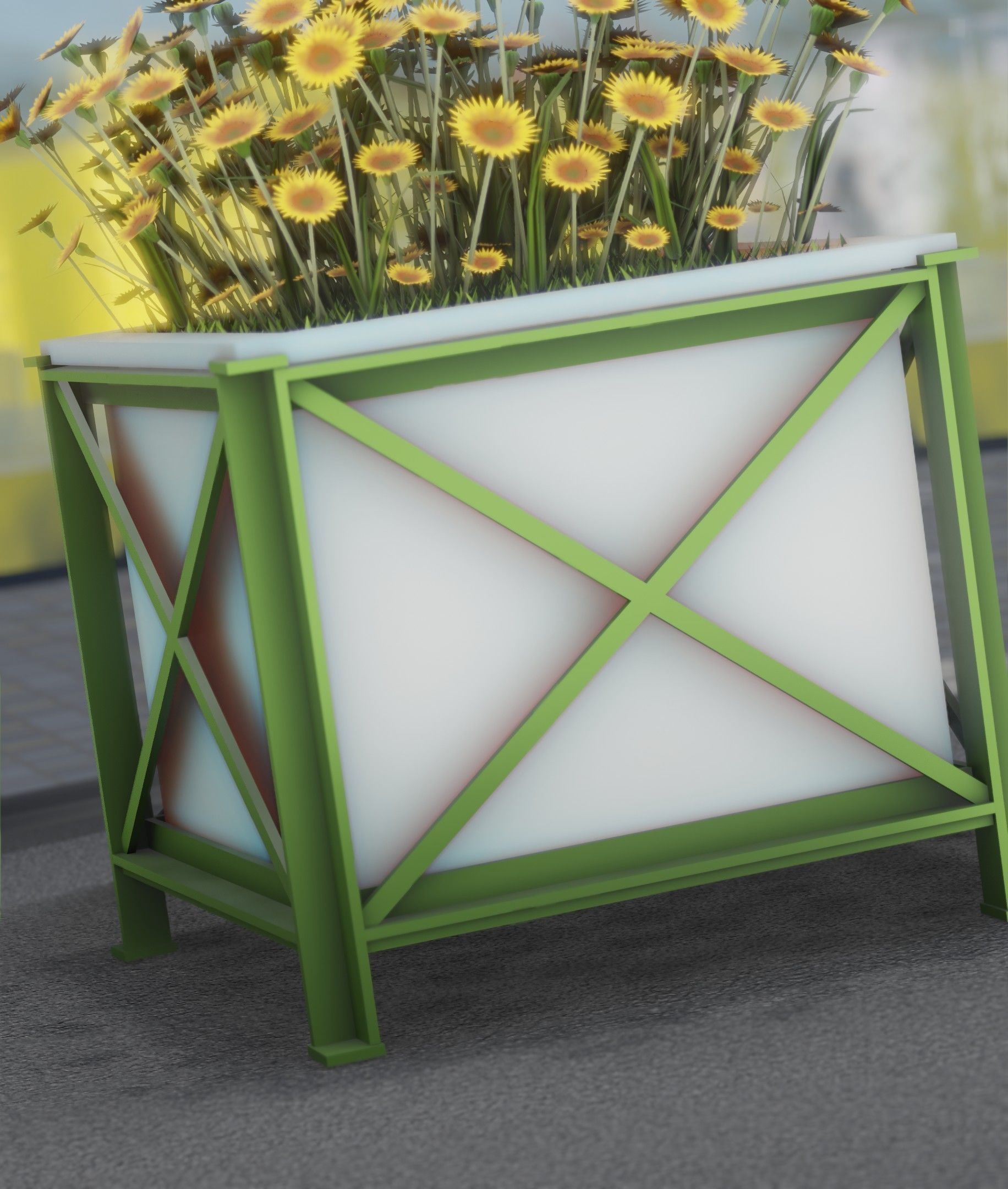 City Flower Pot with Sunflowers - Object 6 Low-poly 3D model_49