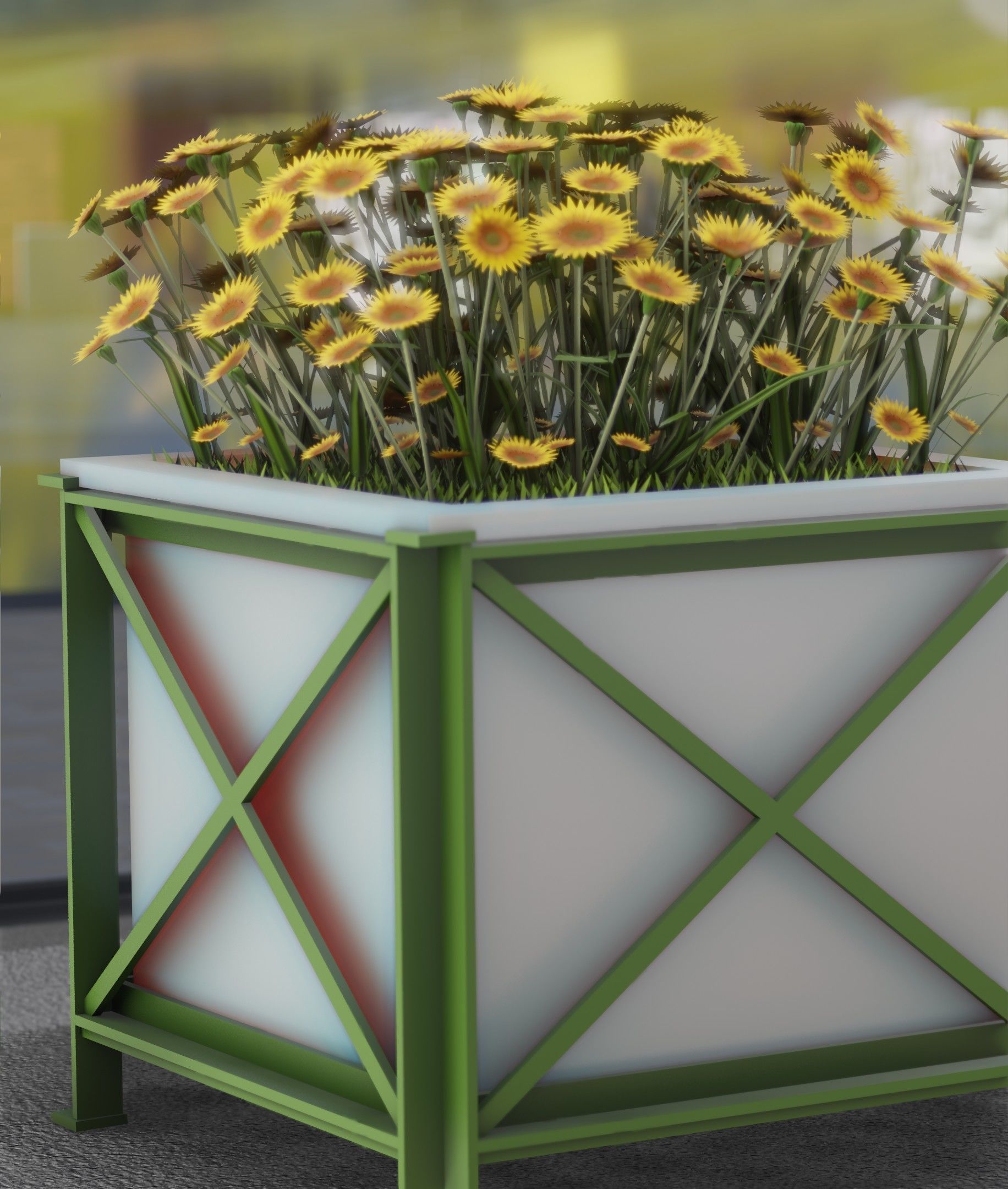 City Flower Pot with Sunflowers - Object 6 Low-poly 3D model_33