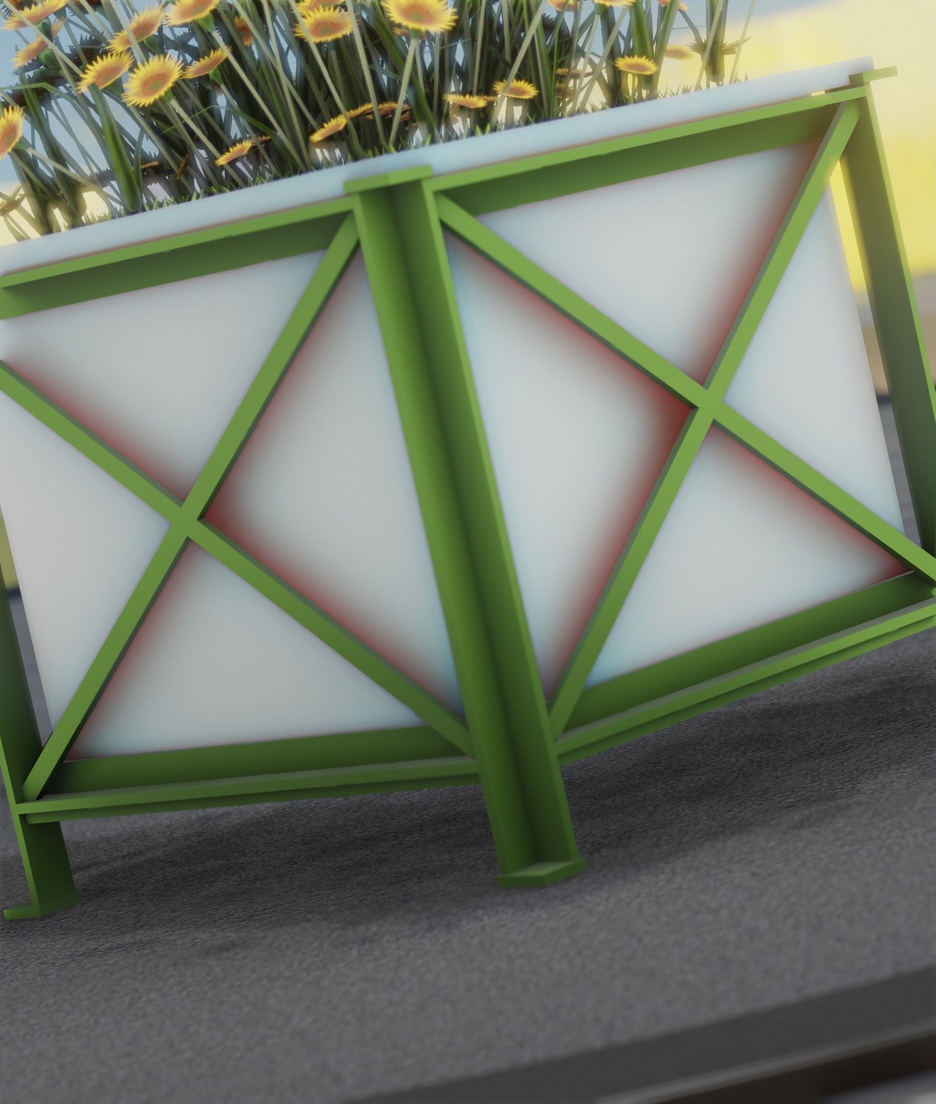 City Flower Pot with Sunflowers - Object 6 Low-poly 3D model_48