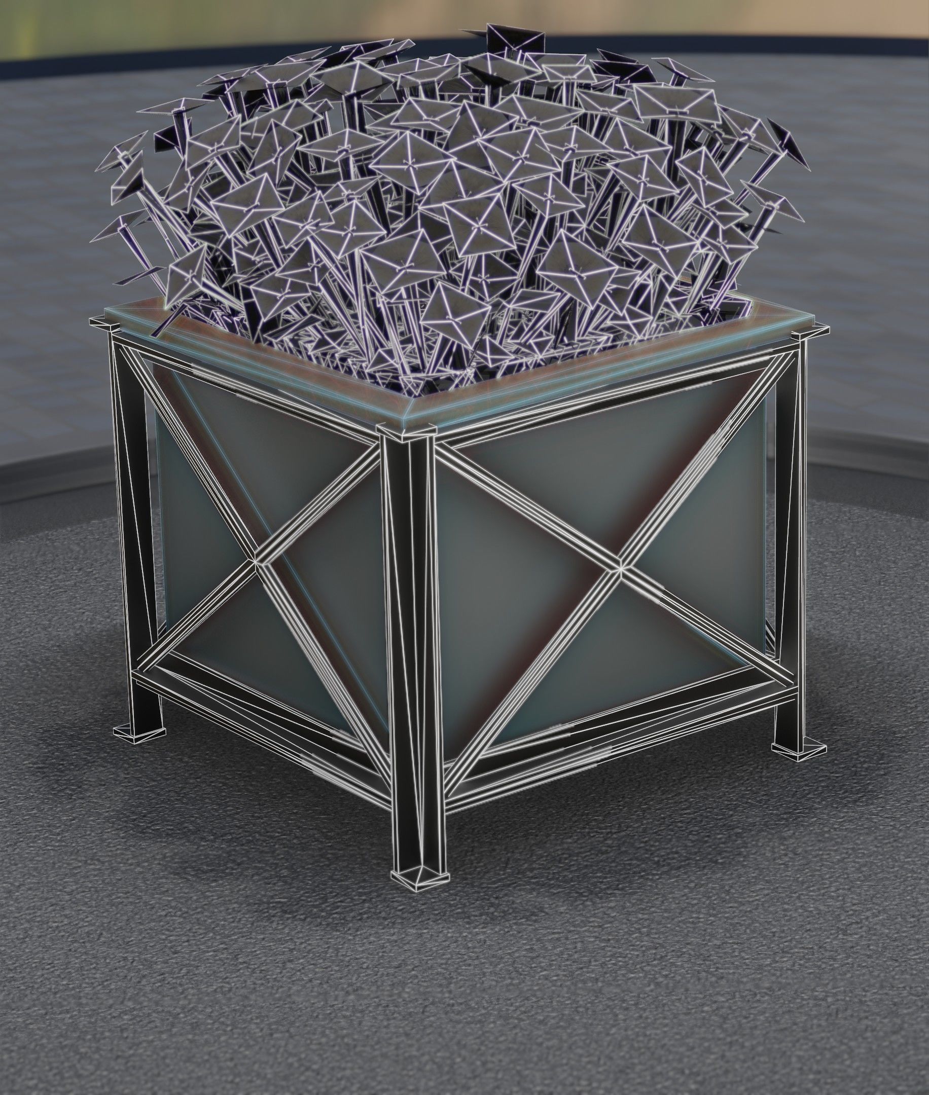 City Flower Pot with Sunflowers - Object 6 Low-poly 3D model_18