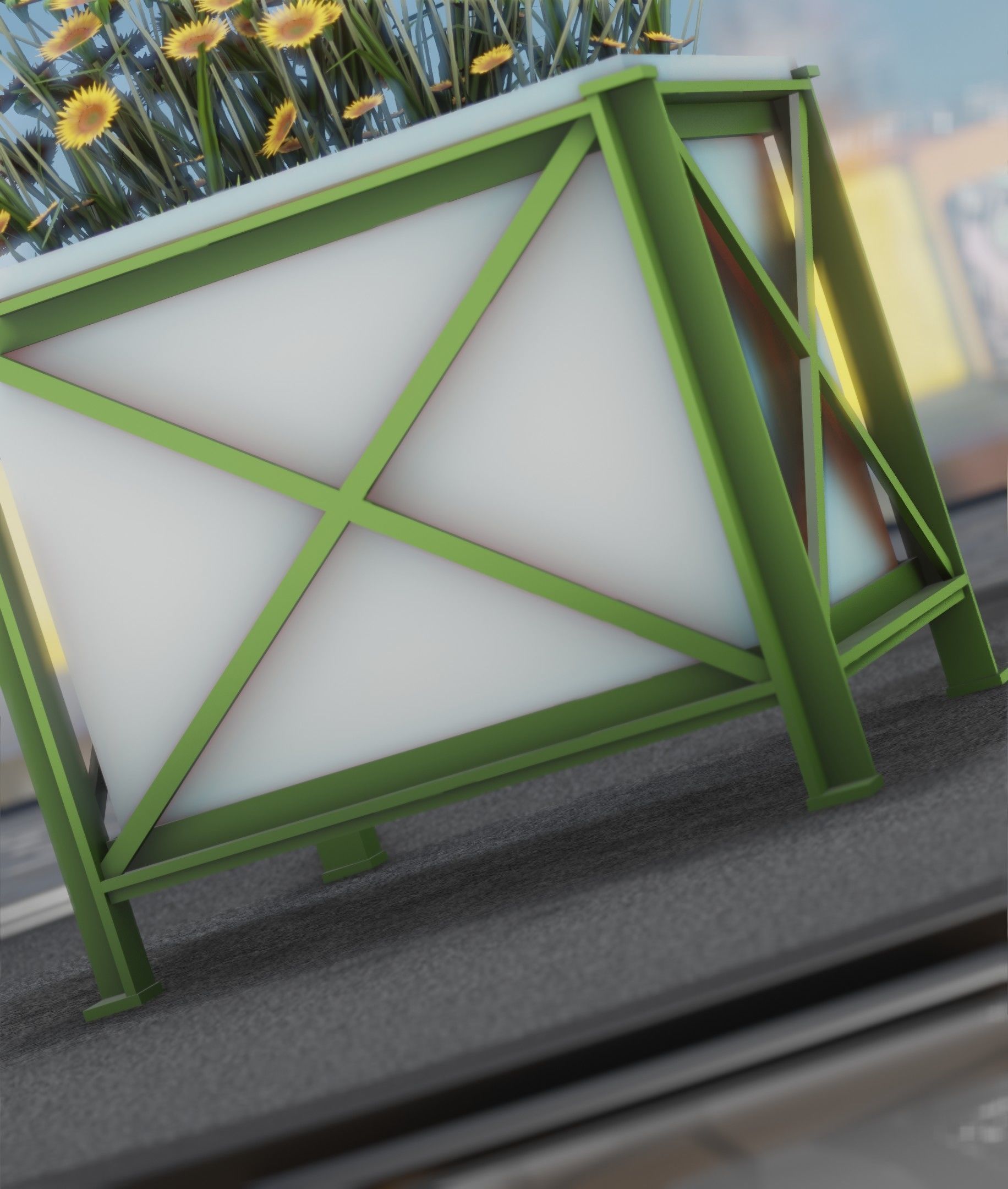 City Flower Pot with Sunflowers - Object 6 Low-poly 3D model_47