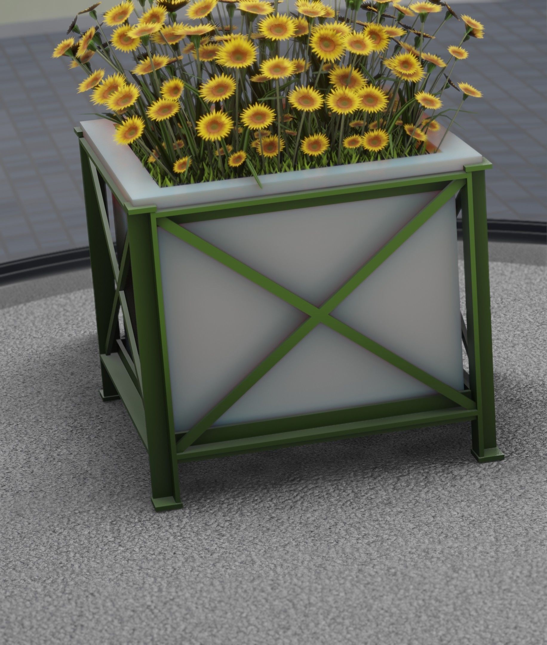 City Flower Pot with Sunflowers - Object 6 Low-poly 3D model_28