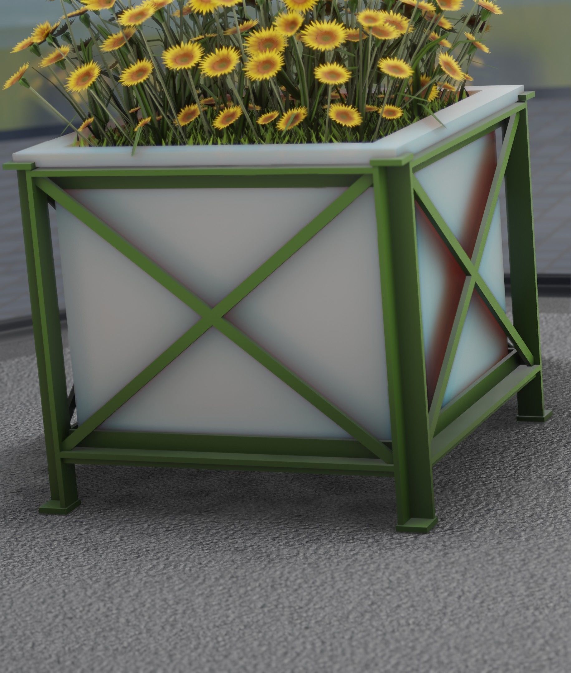 City Flower Pot with Sunflowers - Object 6 Low-poly 3D model_30