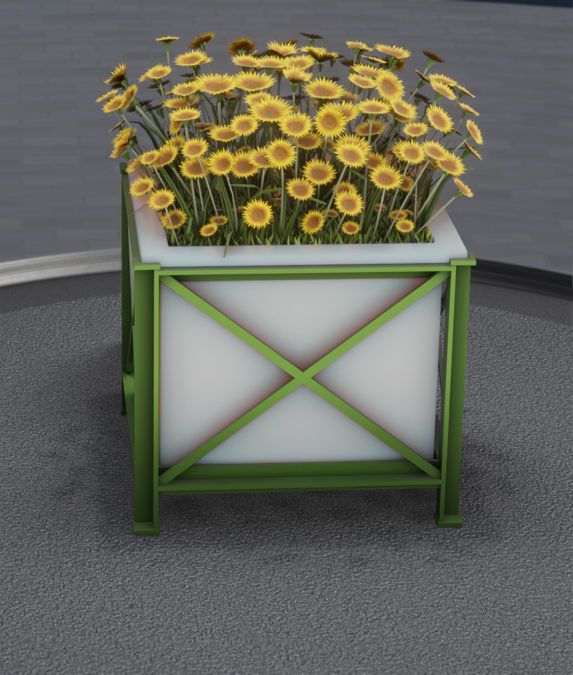 City Flower Pot with Sunflowers - Object 6 Low-poly 3D model_15