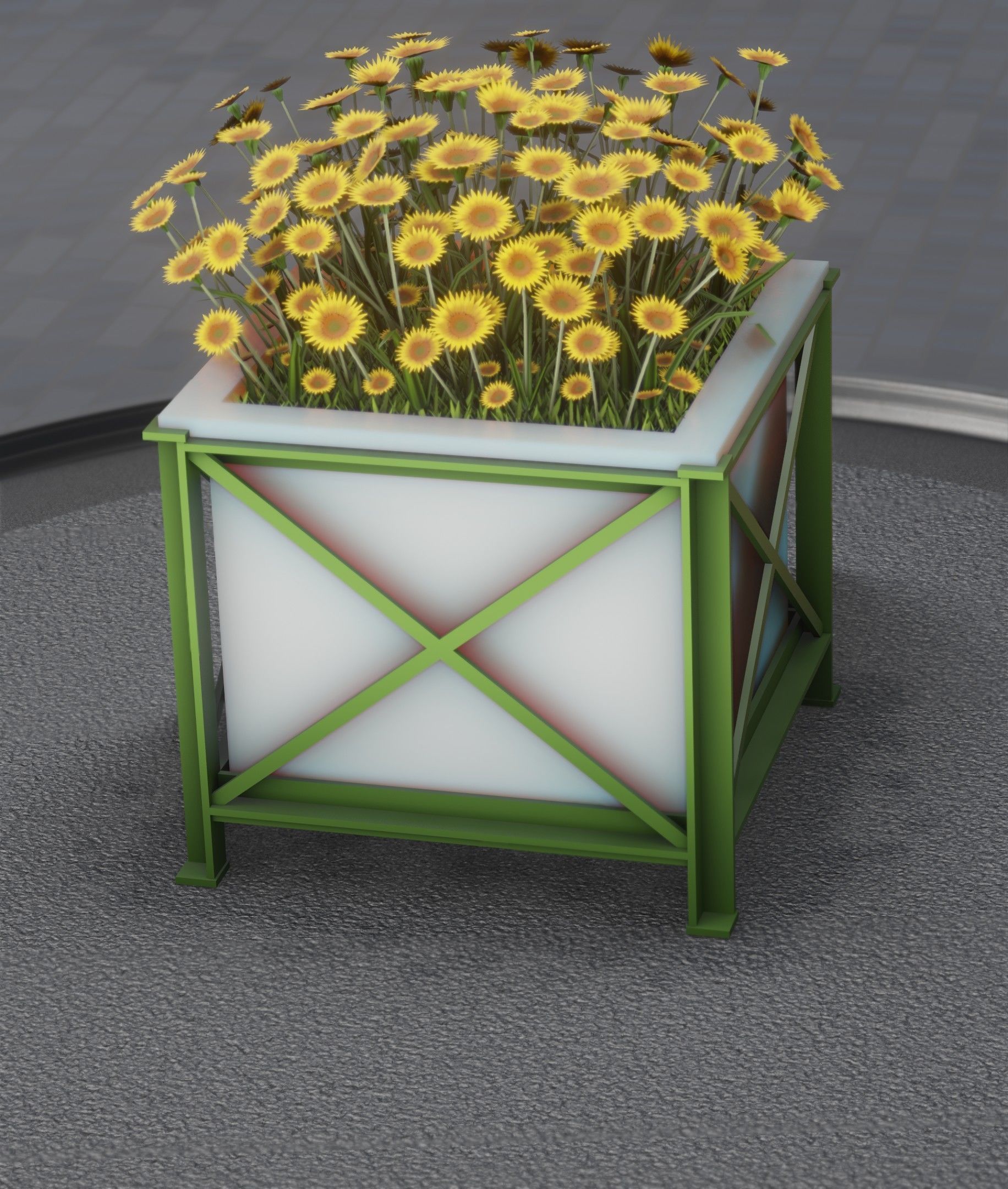 City Flower Pot with Sunflowers - Object 6 Low-poly 3D model_21